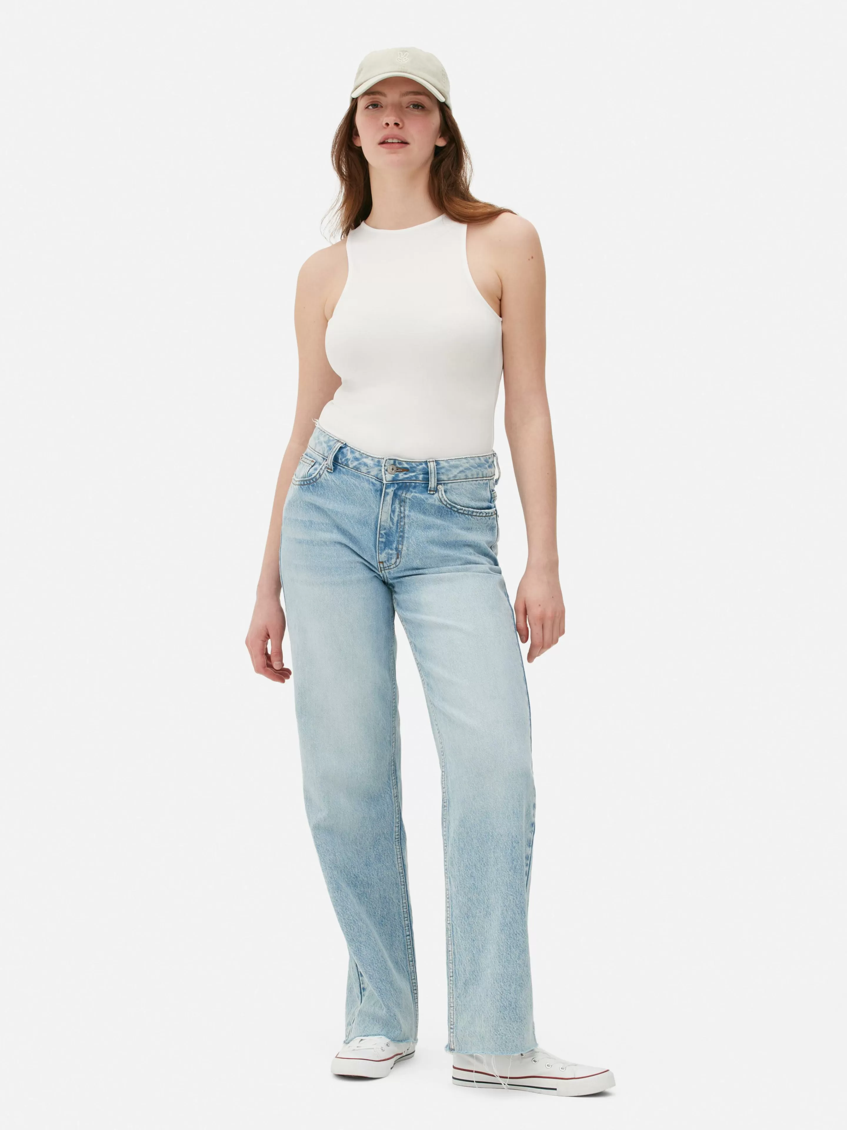 Tops E T-Shirts*Primark Body S/ Mangas Costas Estilo Corredor Branco