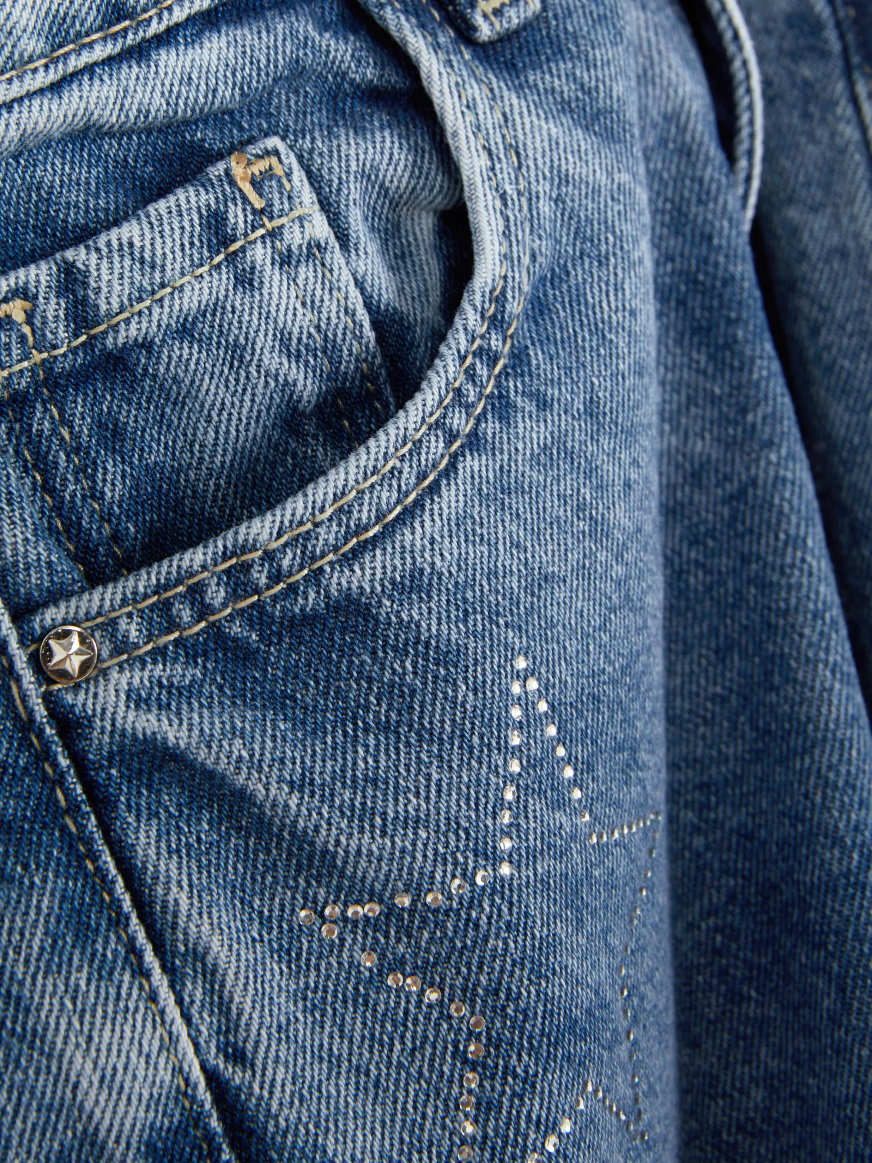 Calças De Ganga*Primark Calças Ganga Corte Perna Larga Estrela Brilhantes Azul