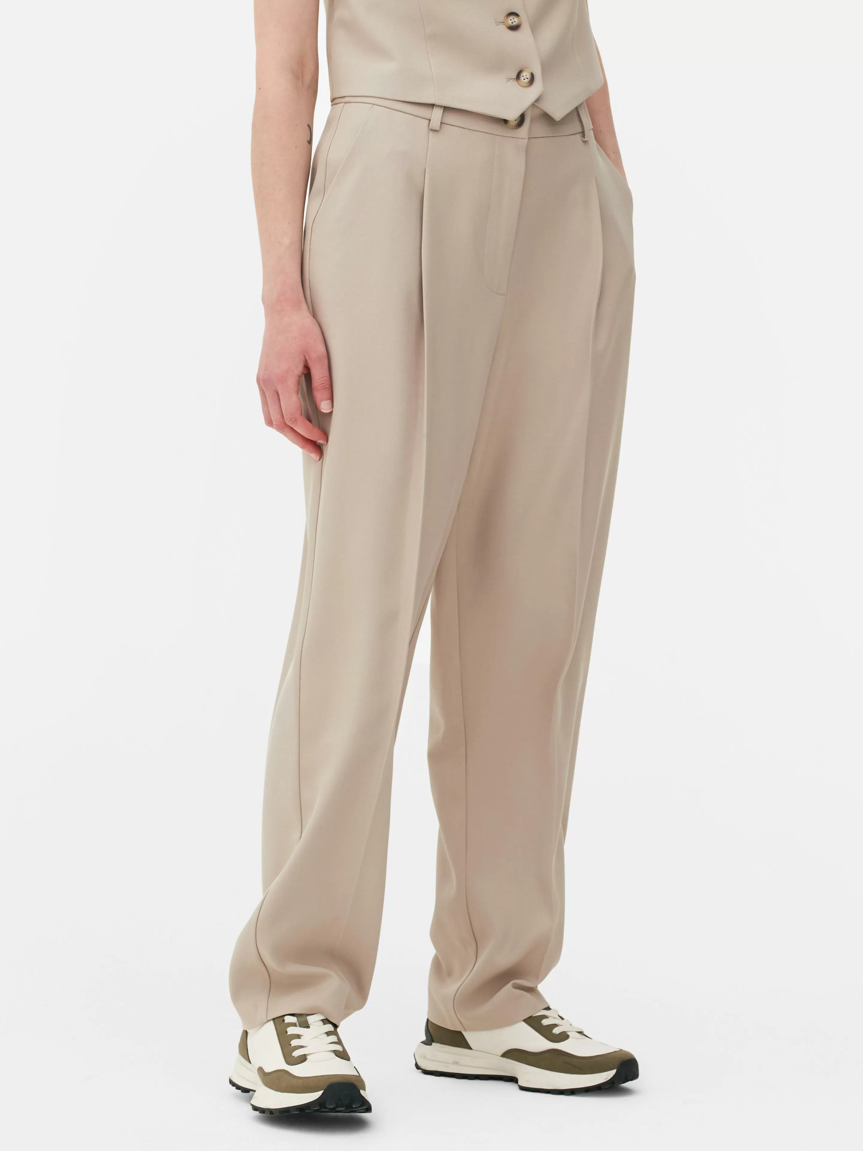 Calças E Leggings*Primark Calças Medida Corte Perna Direita Conj. Coordenado Pedra