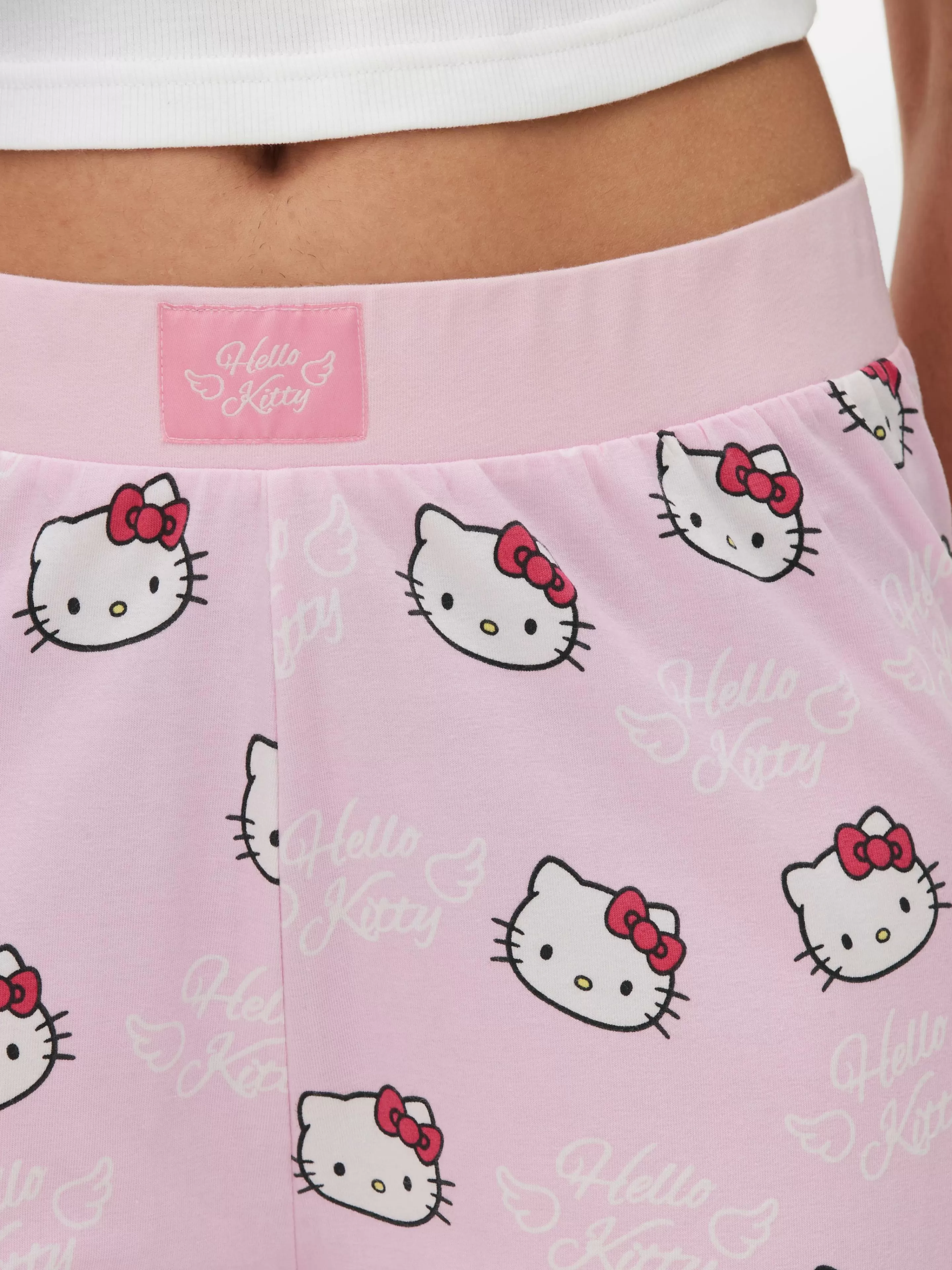 Calças De Pijama*Primark Calças Pijama Corte Perna Larga Hello Kitty Cor-de-rosa