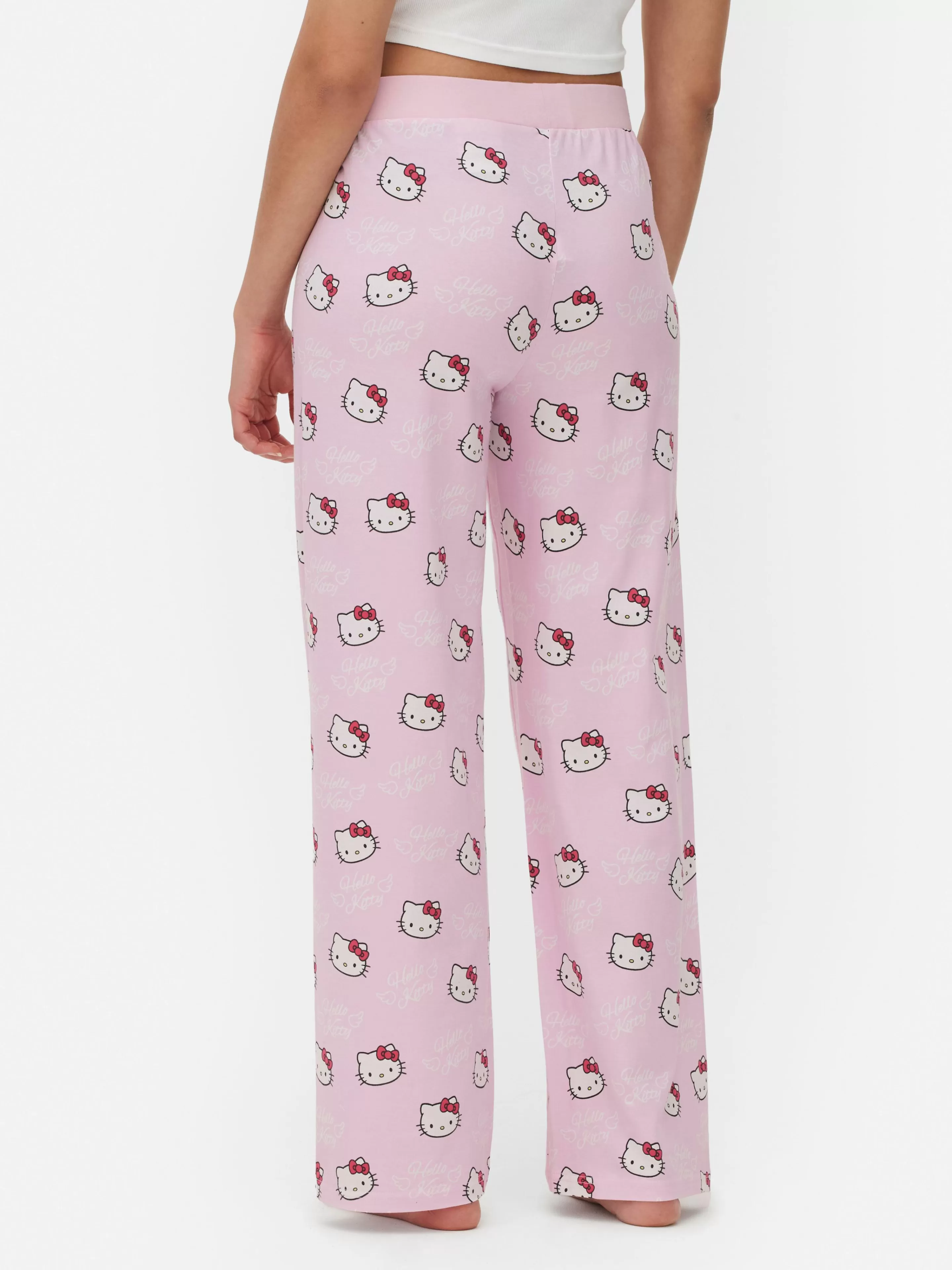 Calças De Pijama*Primark Calças Pijama Corte Perna Larga Hello Kitty Cor-de-rosa
