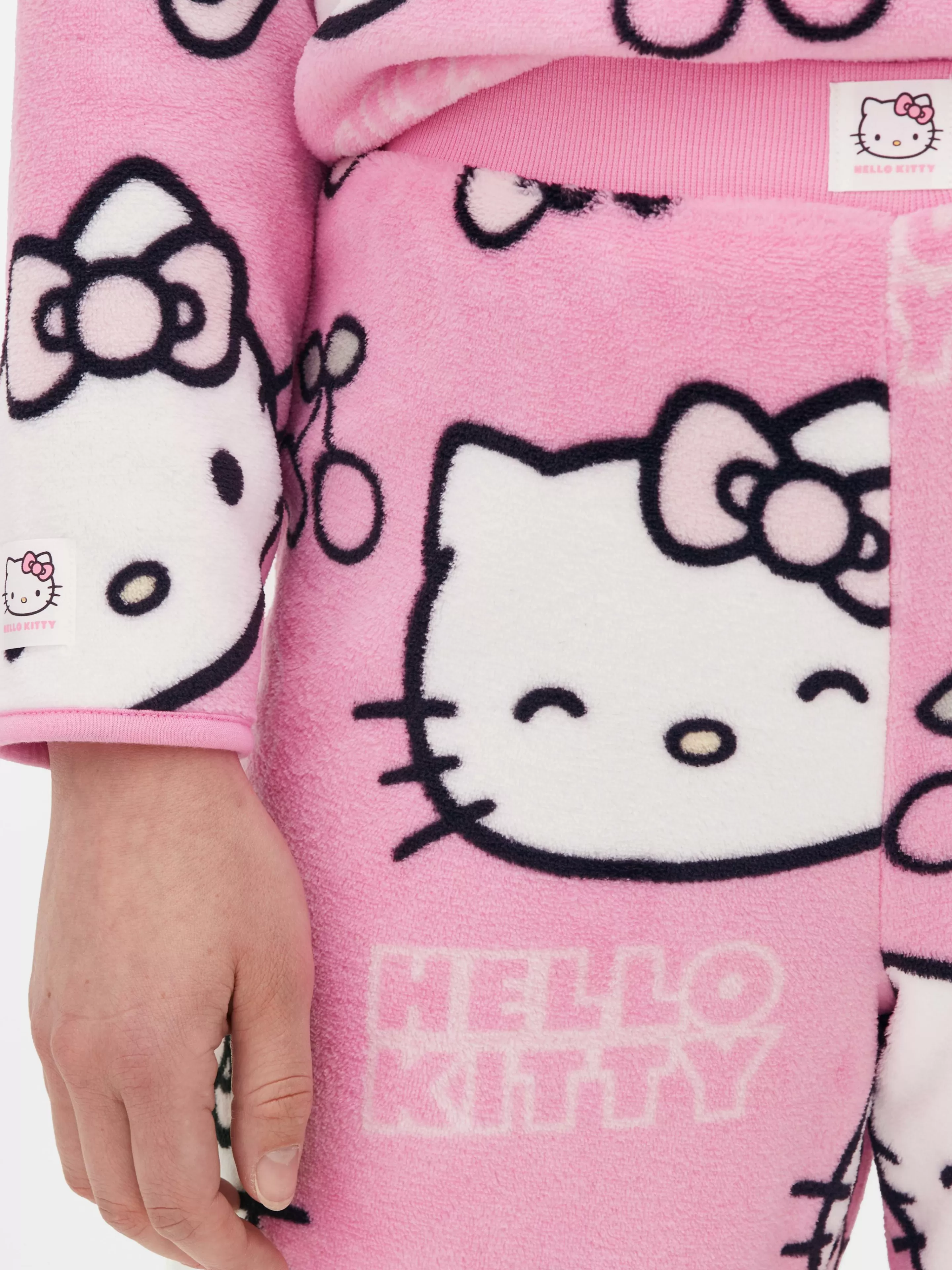 Calças De Pijama*Primark Calças Pijama Corte Perna Larga Hello Kitty 50º Aniversário Cor-de-rosa