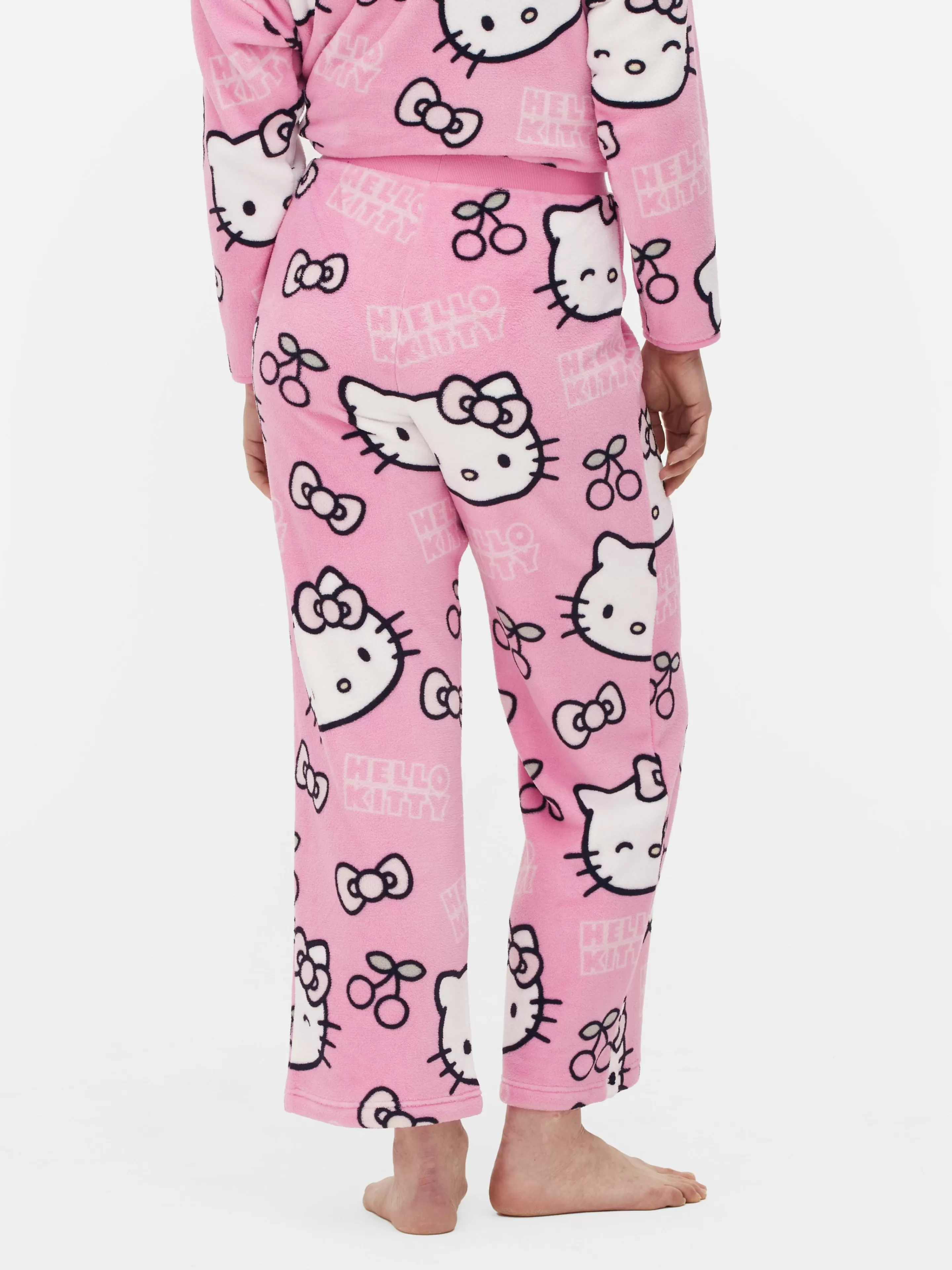 Calças De Pijama*Primark Calças Pijama Corte Perna Larga Hello Kitty 50º Aniversário Cor-de-rosa