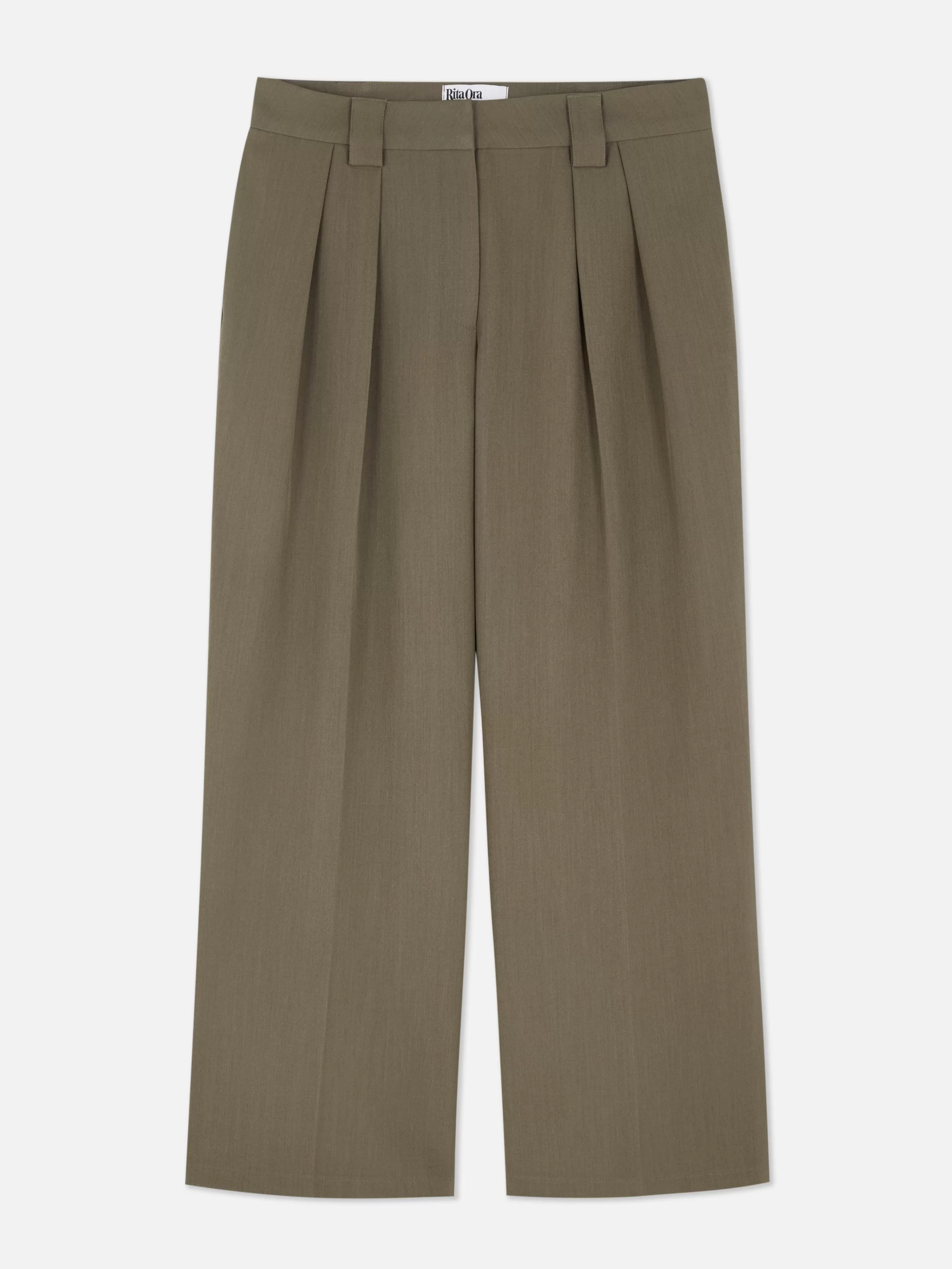 Calças E Leggings*Primark Calças Plissadas Corte Perna Larga Rita Ora Castanho