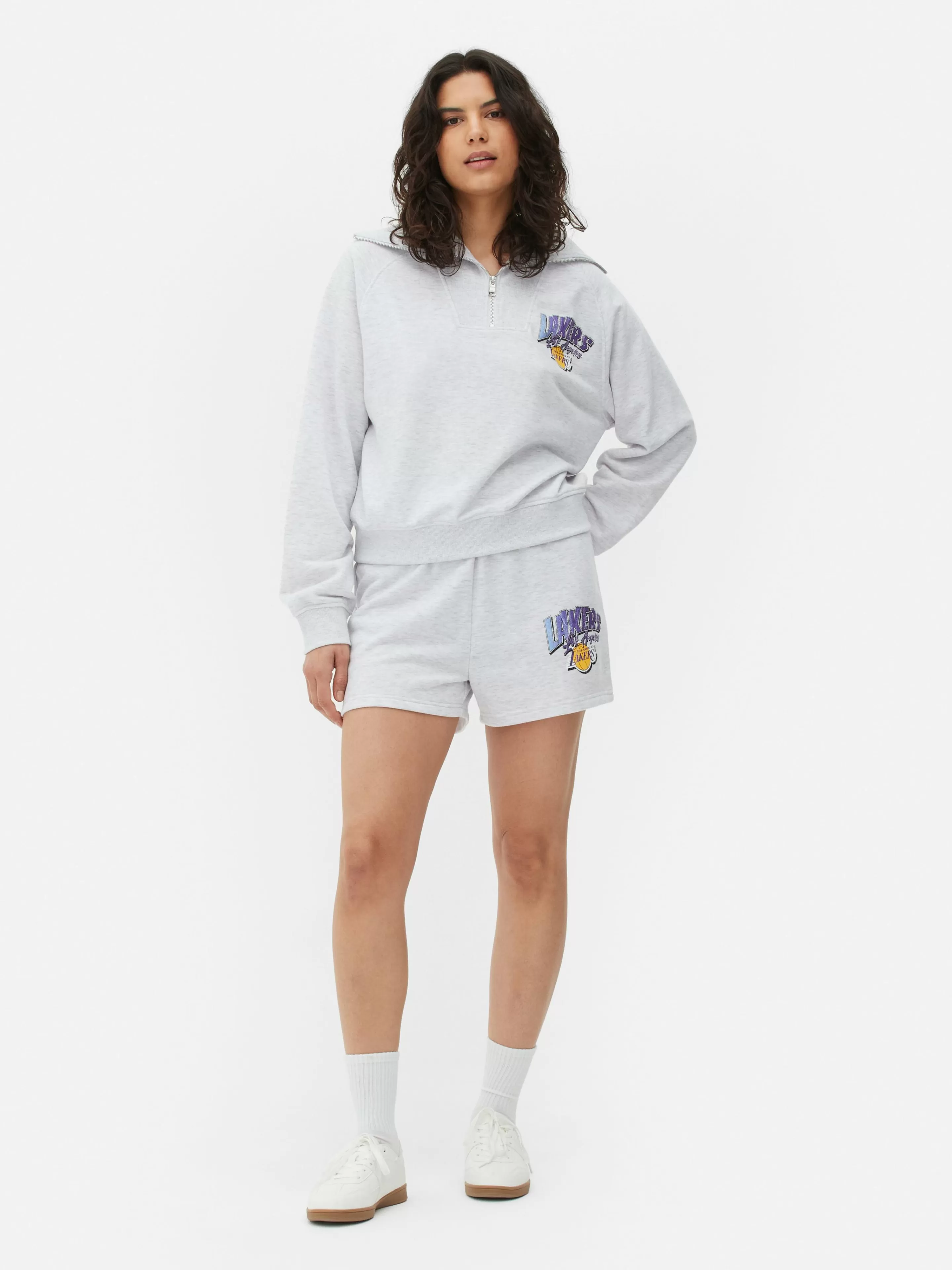 Camisolas Com E Sem Capuz*Primark Camisola 1/2 Fecho C. Coord. NBA Los Angeles Lakers Cinzento