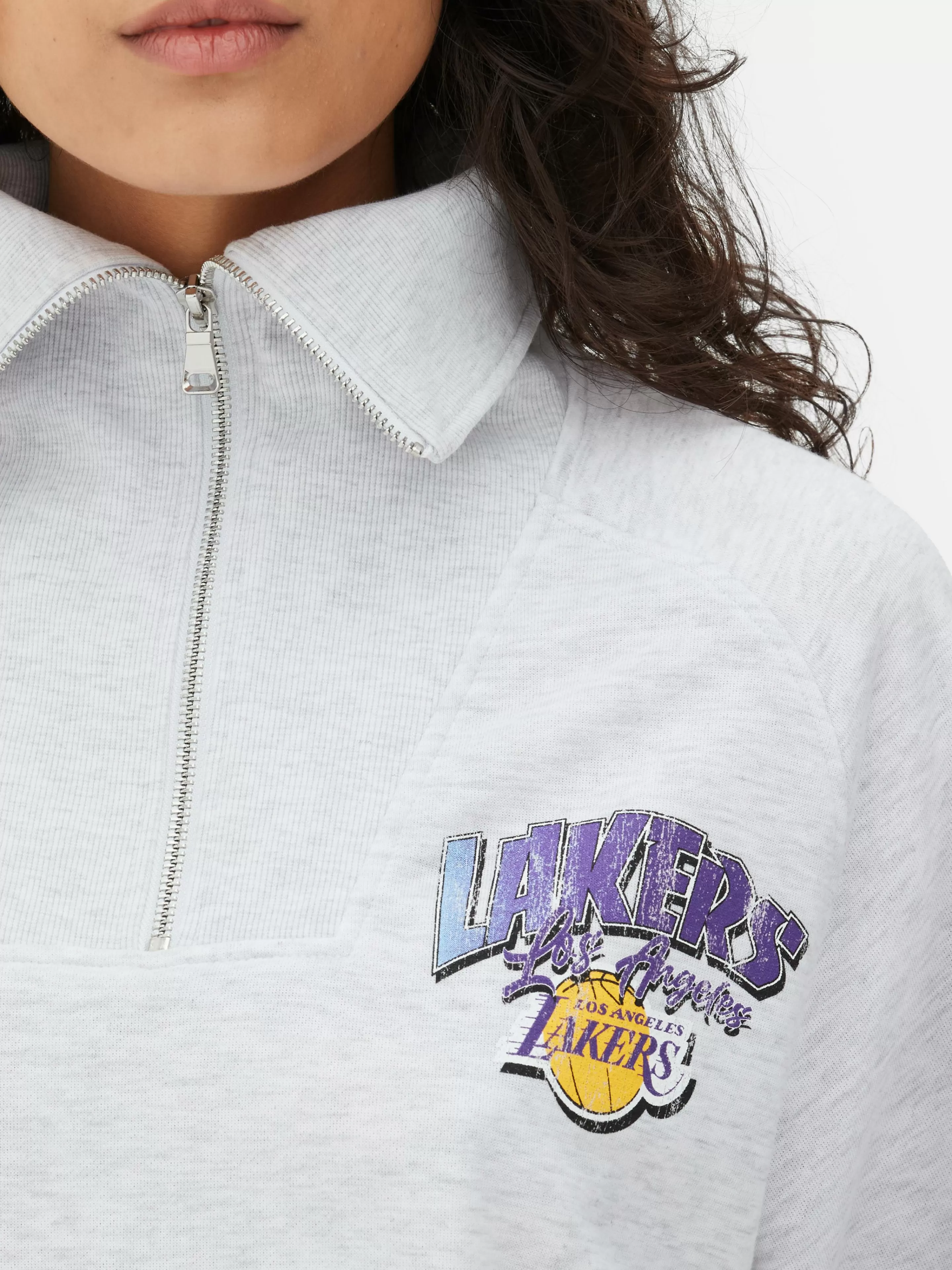 Camisolas Com E Sem Capuz*Primark Camisola 1/2 Fecho C. Coord. NBA Los Angeles Lakers Cinzento