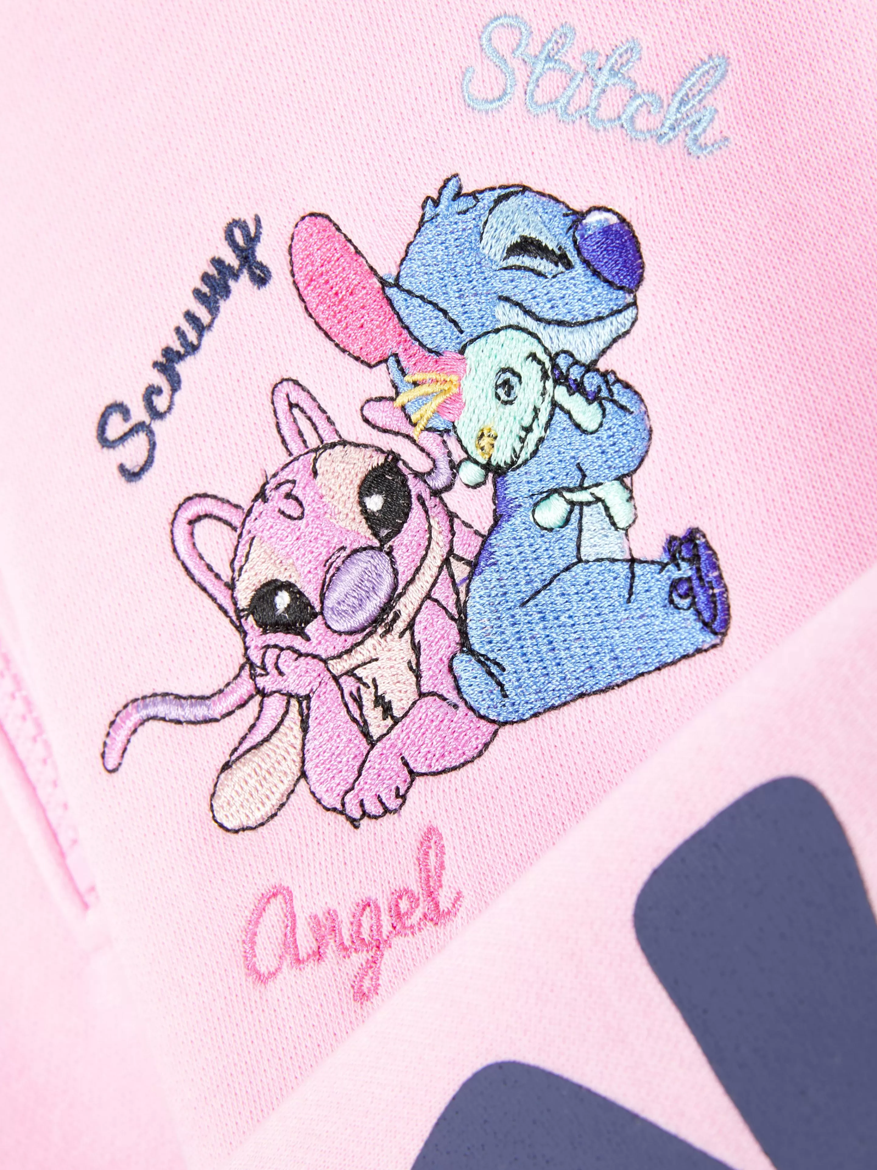 Camisolas Com E Sem Capuz*Primark Camisola 1/2 Fecho Correr Disney Stitch & Angel Cor-de-rosa