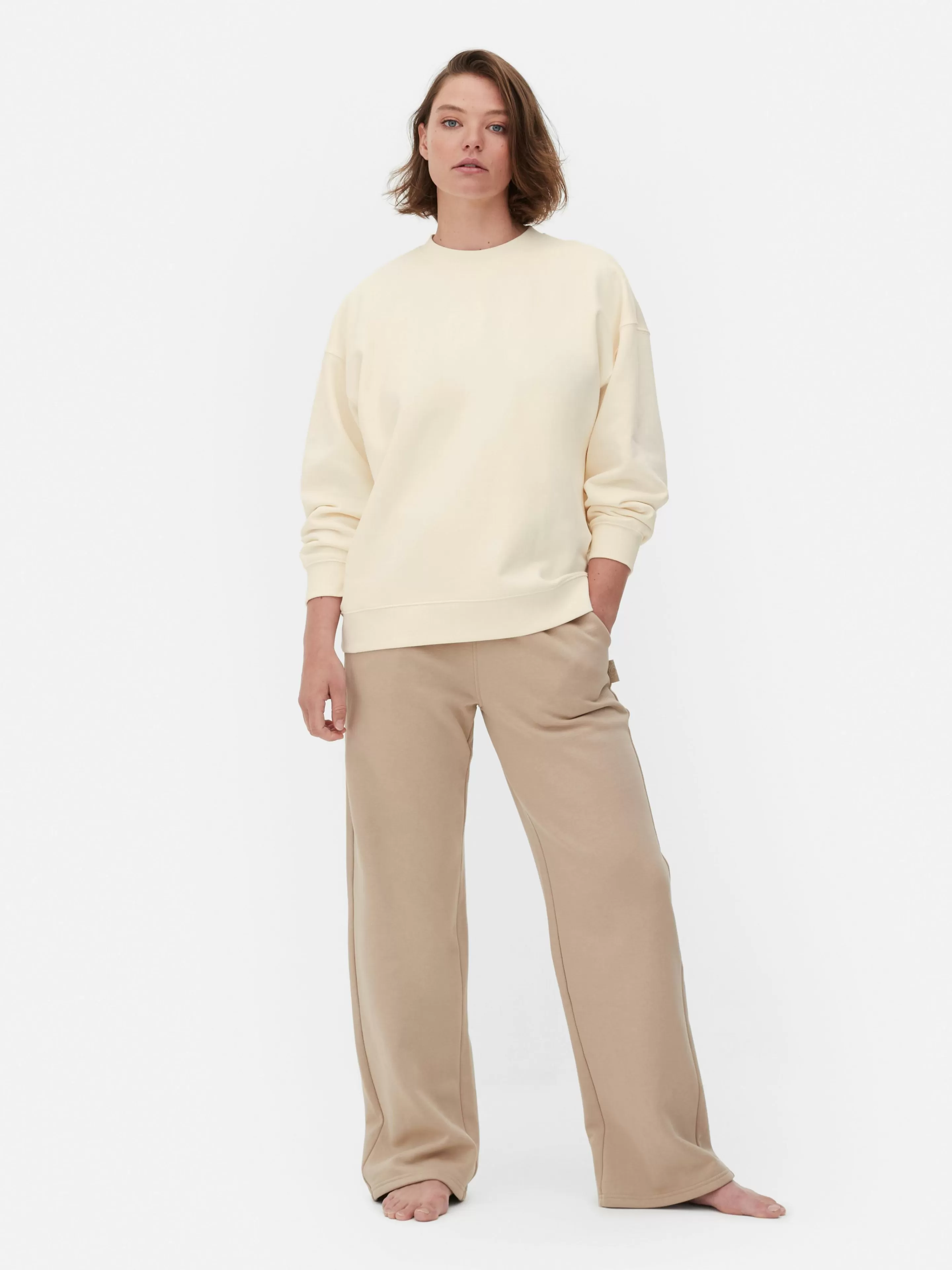 Camisolas Com E Sem Capuz*Primark Camisola Conjunto Coordenado Corte Grande Rita Ora Creme