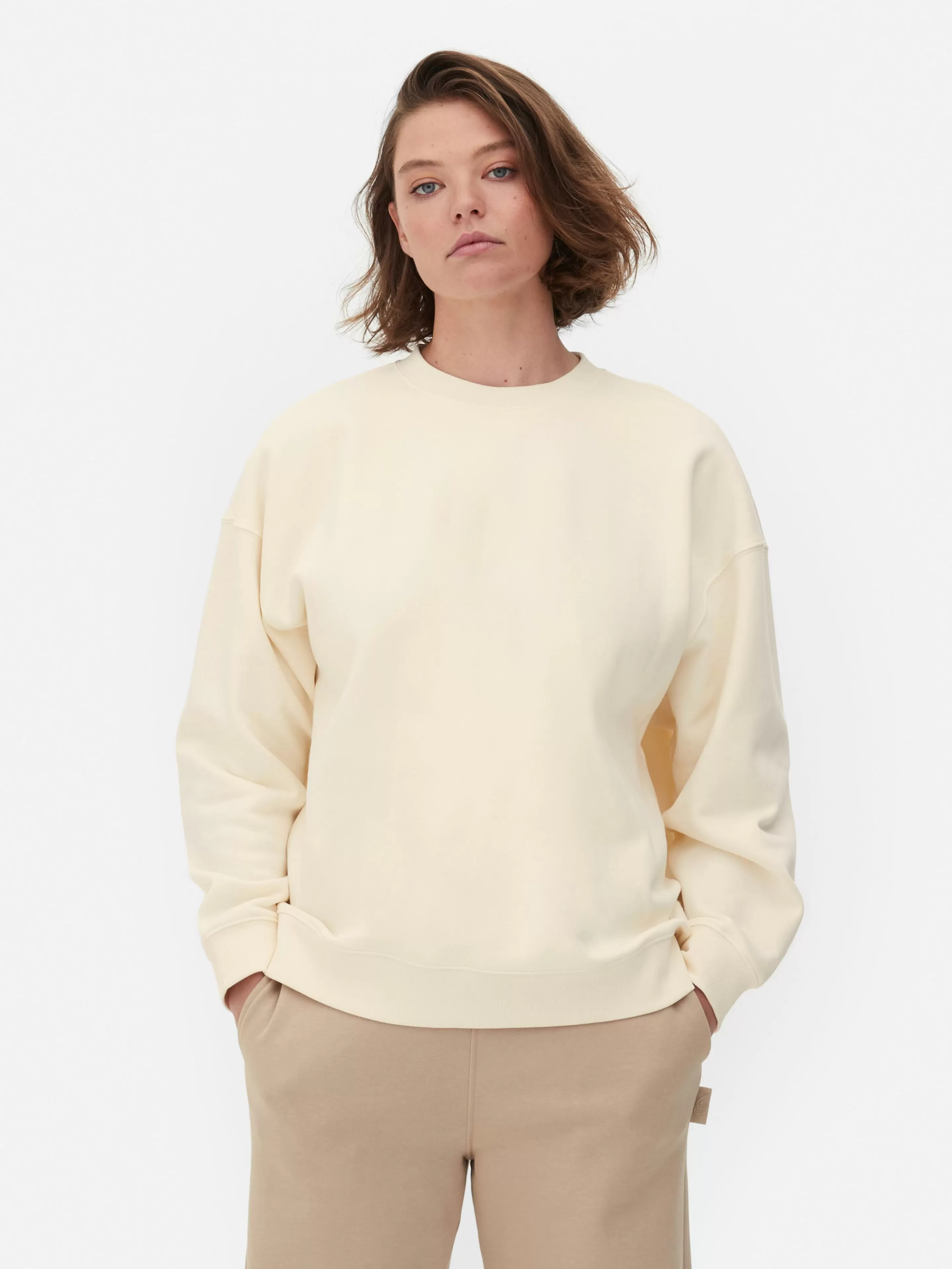 Camisolas Com E Sem Capuz*Primark Camisola Conjunto Coordenado Corte Grande Rita Ora Creme