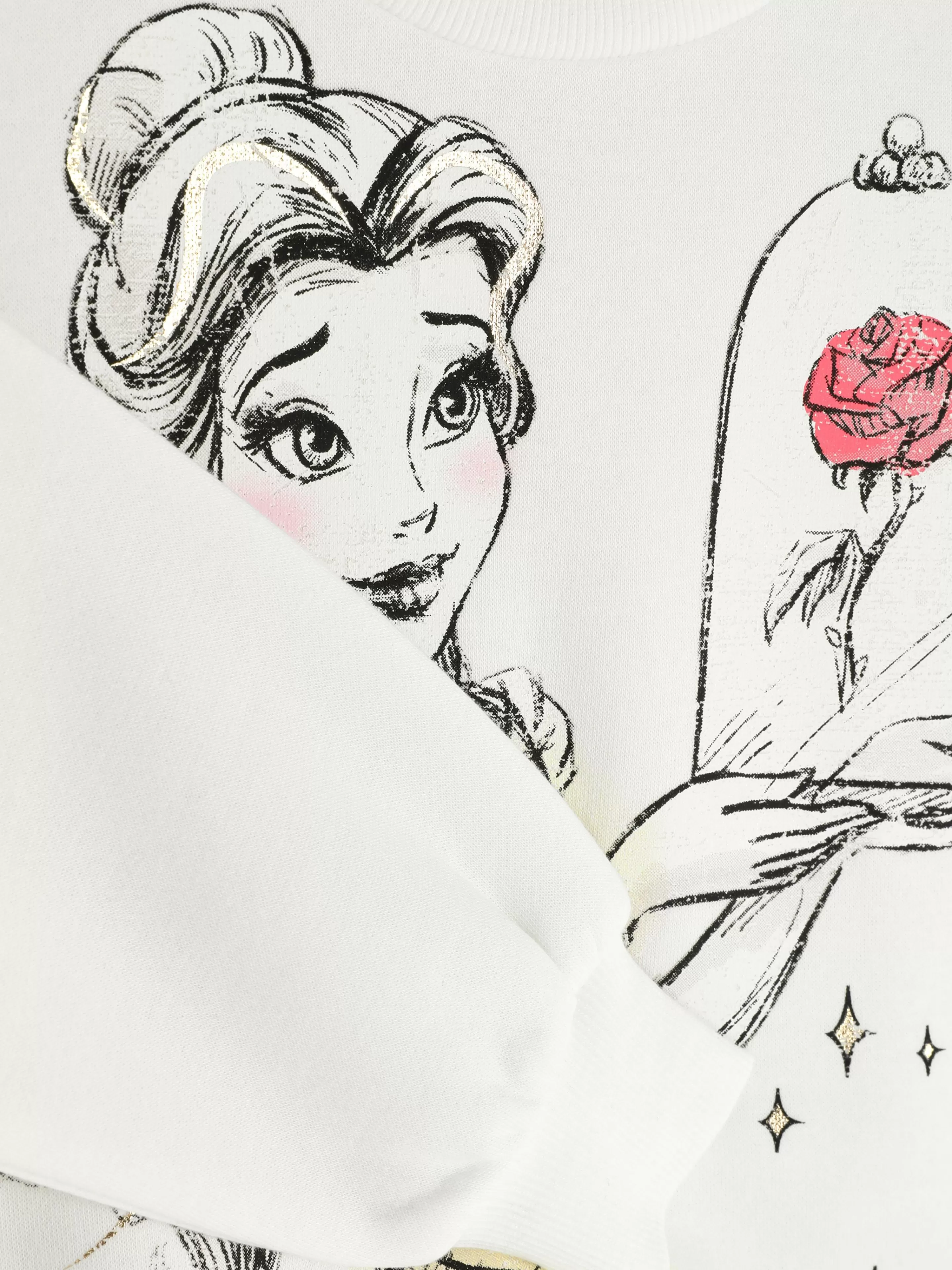 Camisolas Com E Sem Capuz*Primark Camisola Gráfica Conj Coord Disney A Bela E O Monstro Branco