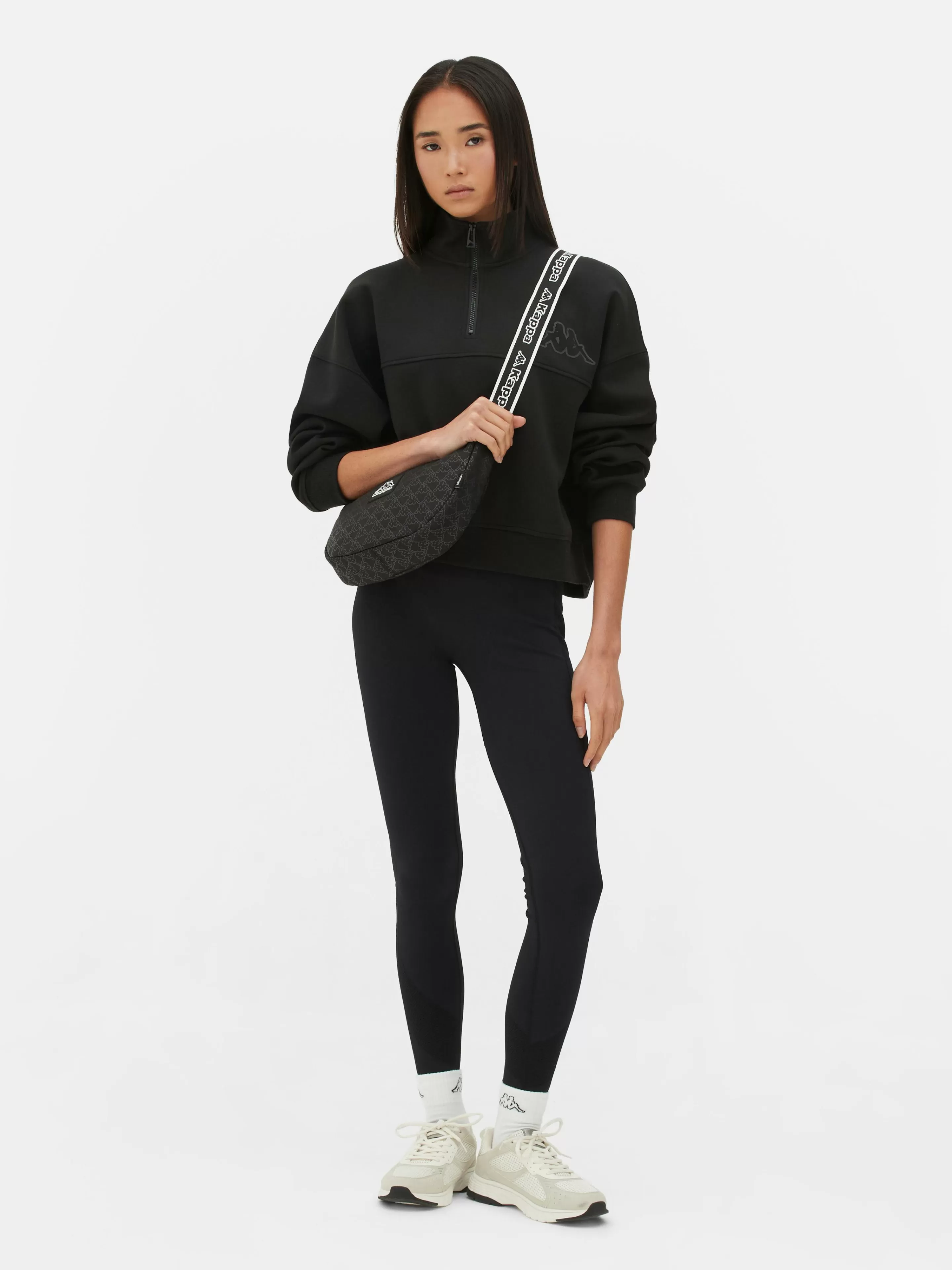Roupas De Ginásio E De Desporto*Primark Camisola Meio Fecho Correr Kappa X Preto