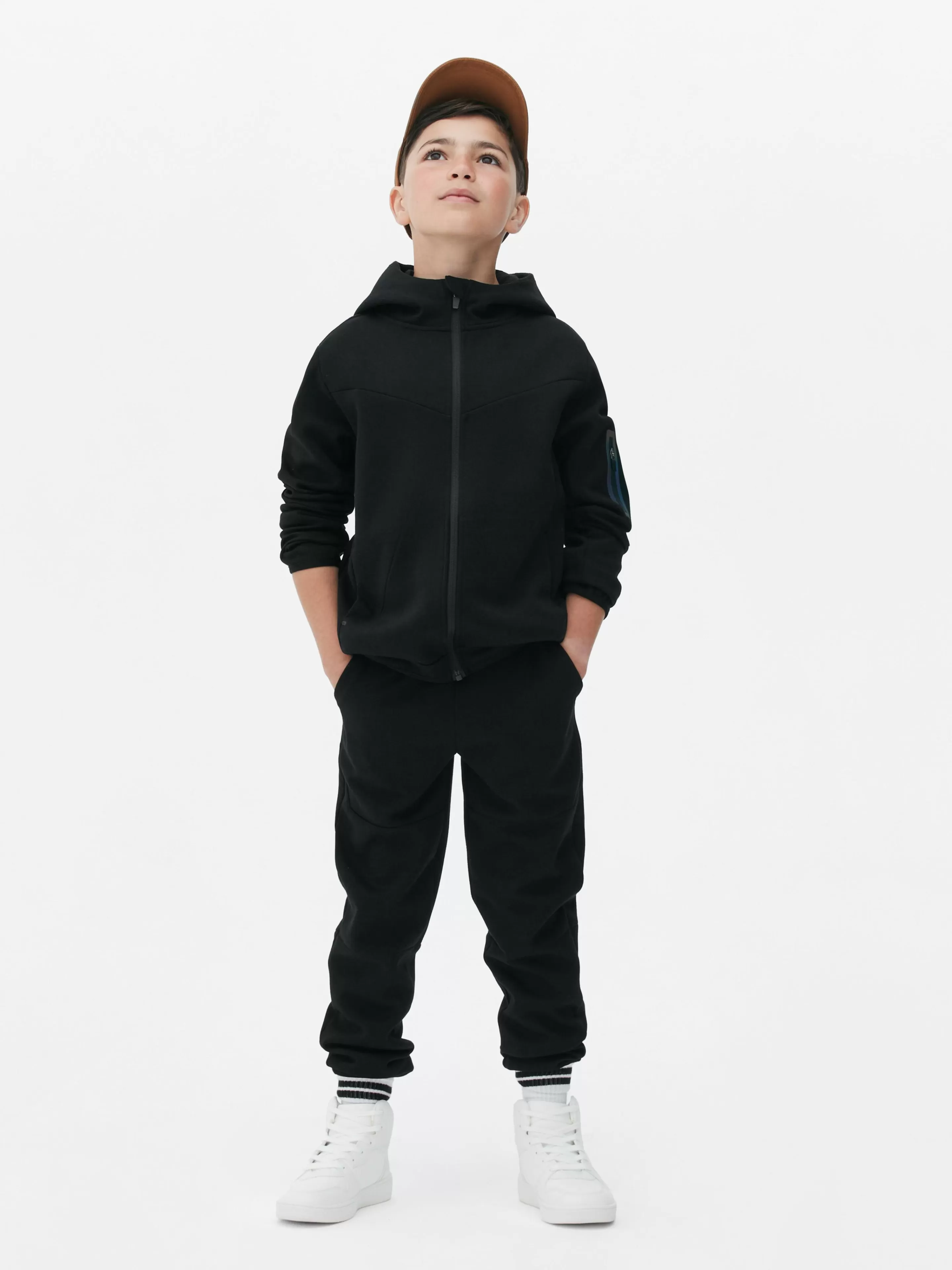 Camisolas Com E Sem Capuz*Primark Casaco Capuz Fecho Correr Conjunto Coordenado Preto