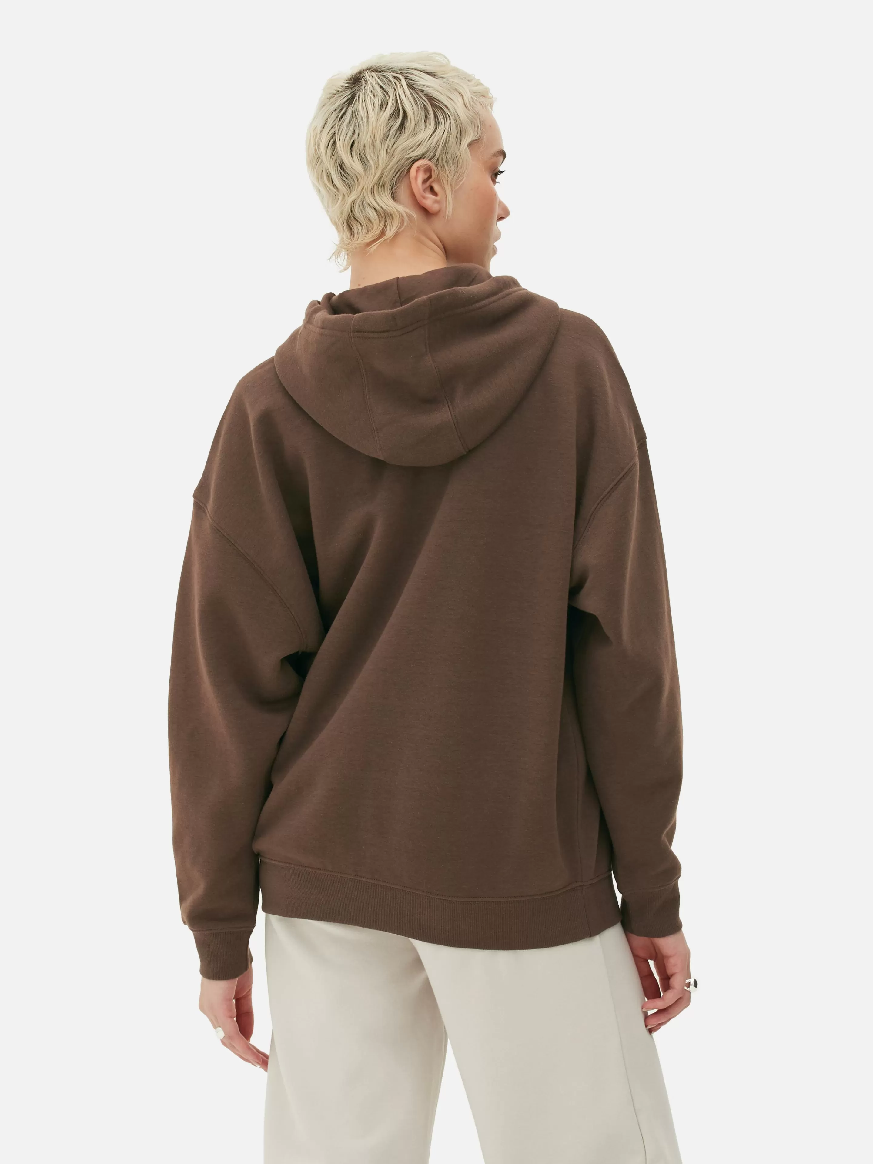 Camisolas Com E Sem Capuz*Primark Casaco Capuz Fecho Correr Corte Largo Castanho