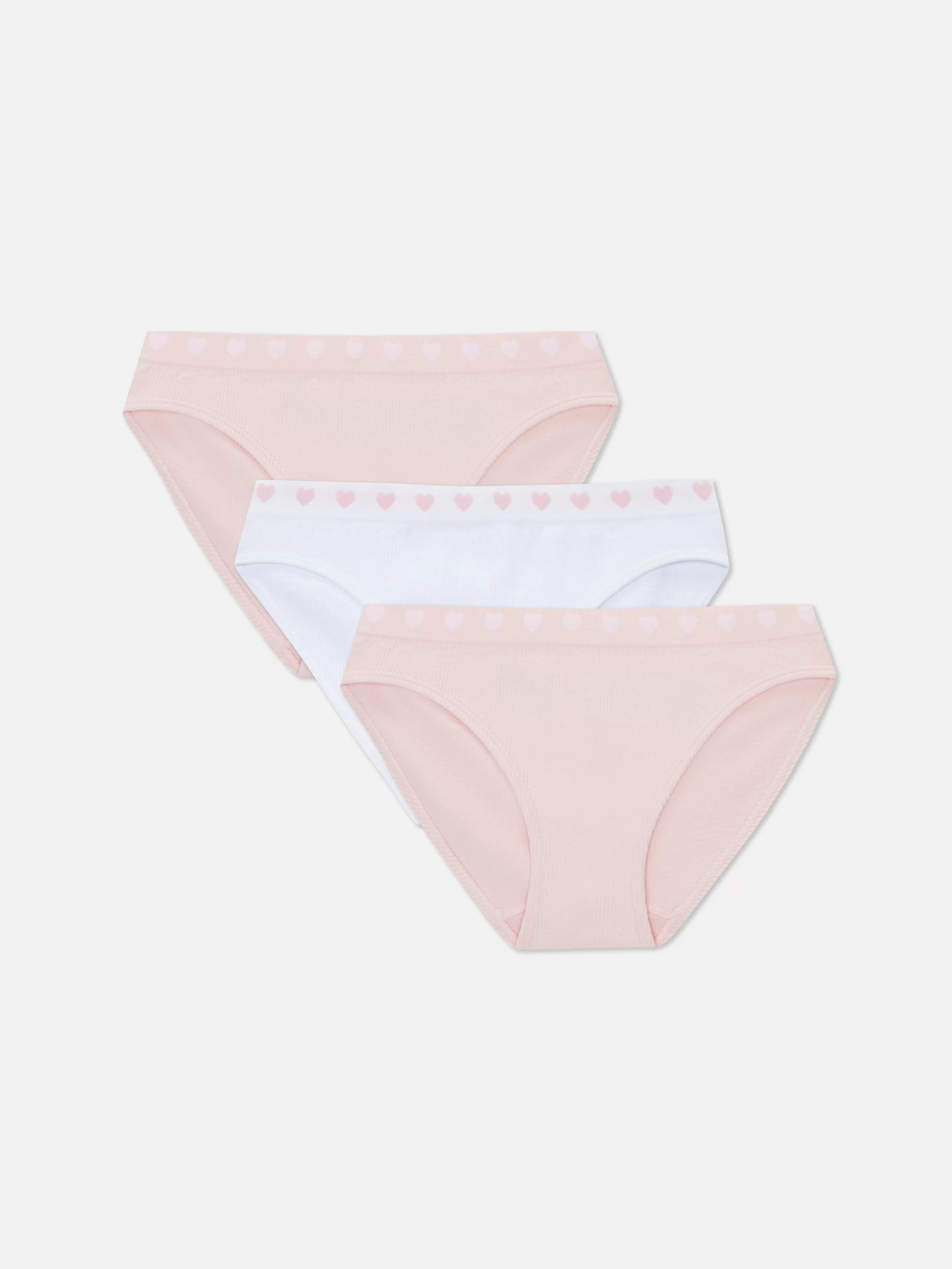 Roupa Interior*Primark Pack 3 Cuecas Elásticas Coração S/ Costuras Cor-de-rosa