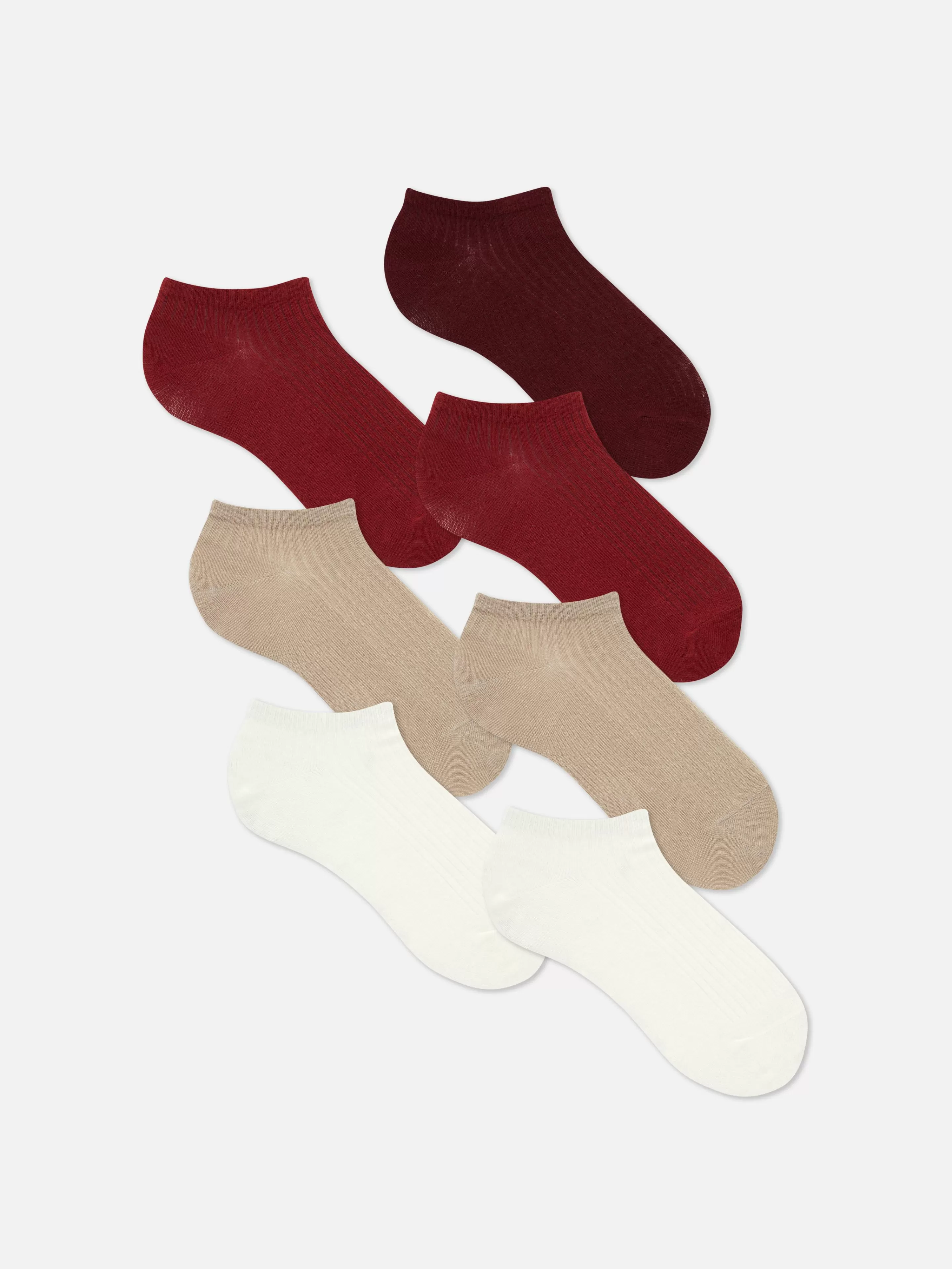 Meias*Primark Pack 7 Pares Meias Desporto Cores Sortidas Vermelho