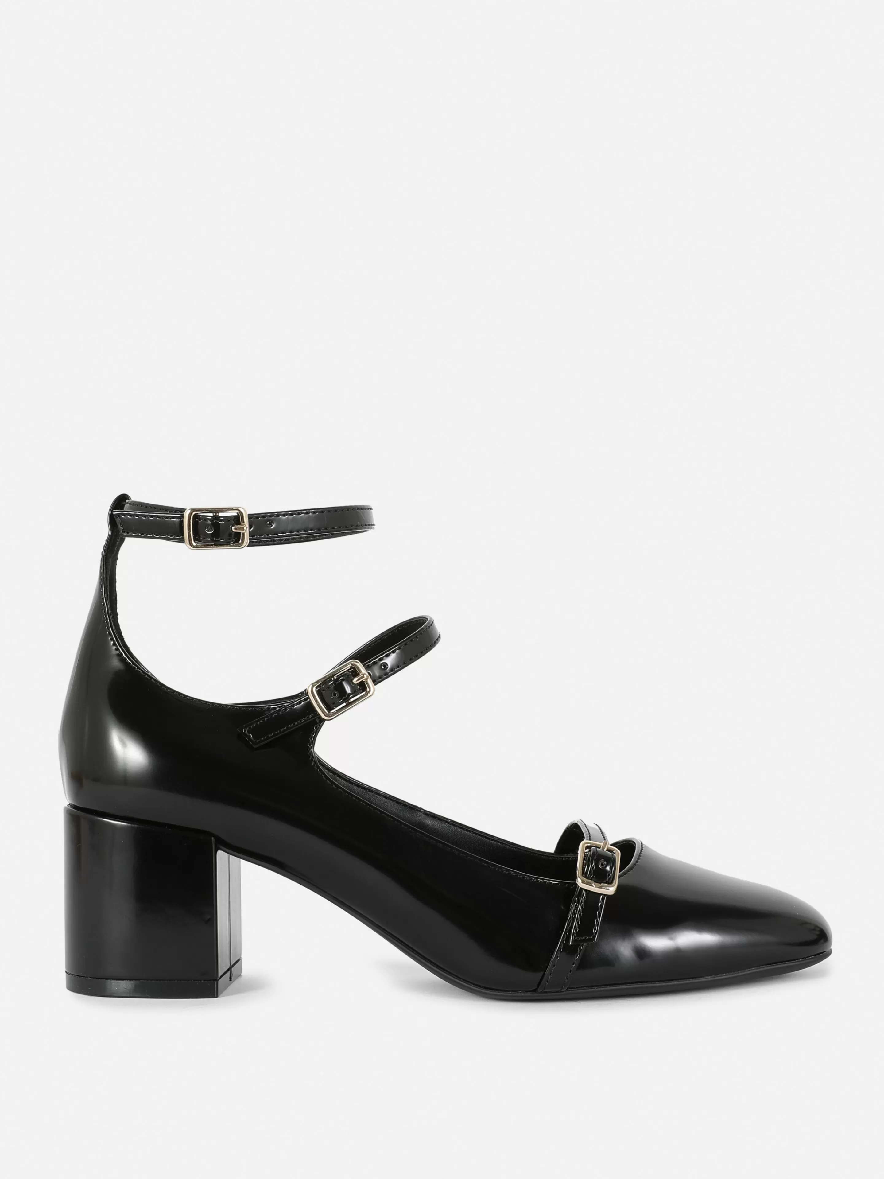 Sapatos De Salto Alto*Primark Sapatos Salto Alto Mary Jane Tira Tripla Rita Ora Preto