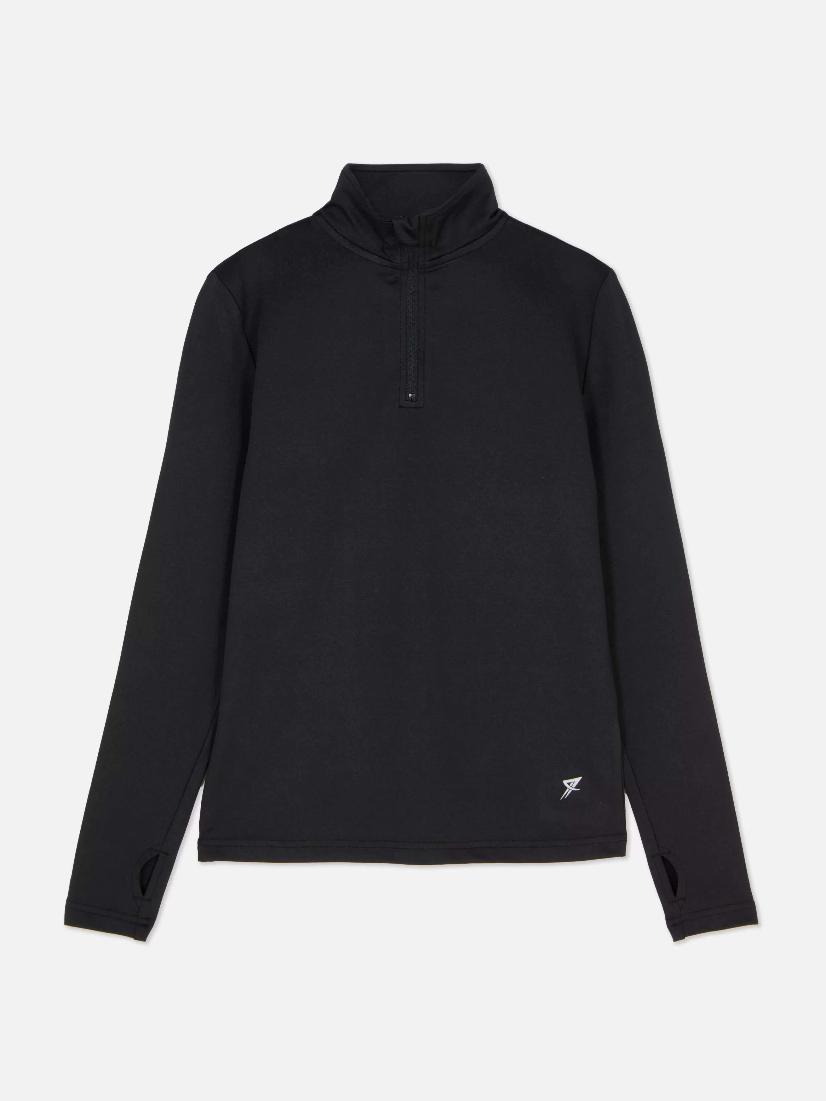 Camisolas Com E Sem Capuz | Roupa De Desporto*Primark Top Desportivo Fecho Correr 1/4 Orifícios Polegares Preto