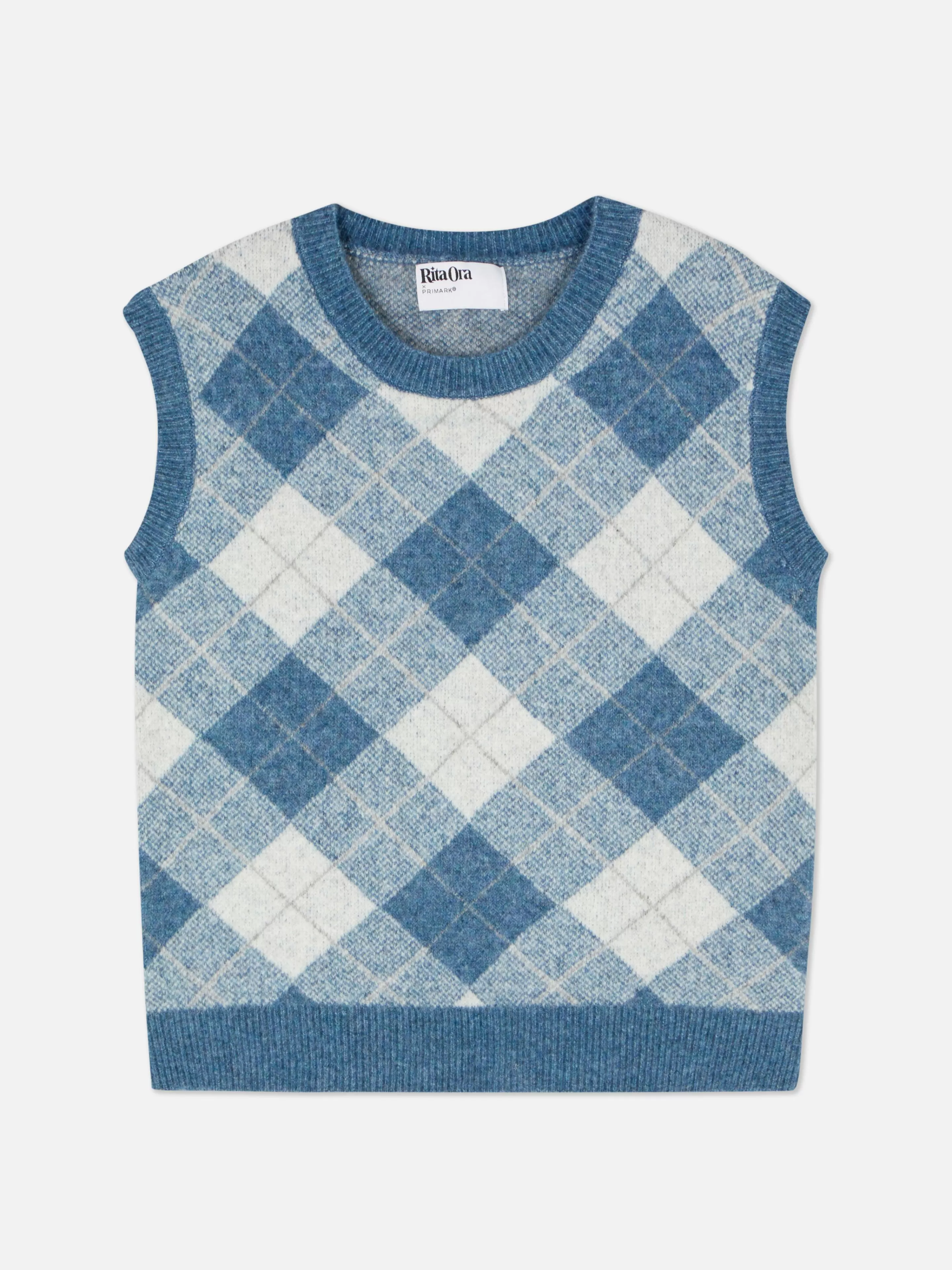 Agasalhos Inverno | Camisolas E Casacos De Malha*Primark Top S/ Mangas Conj. Coord Malha Argyle Rita Ora Azul