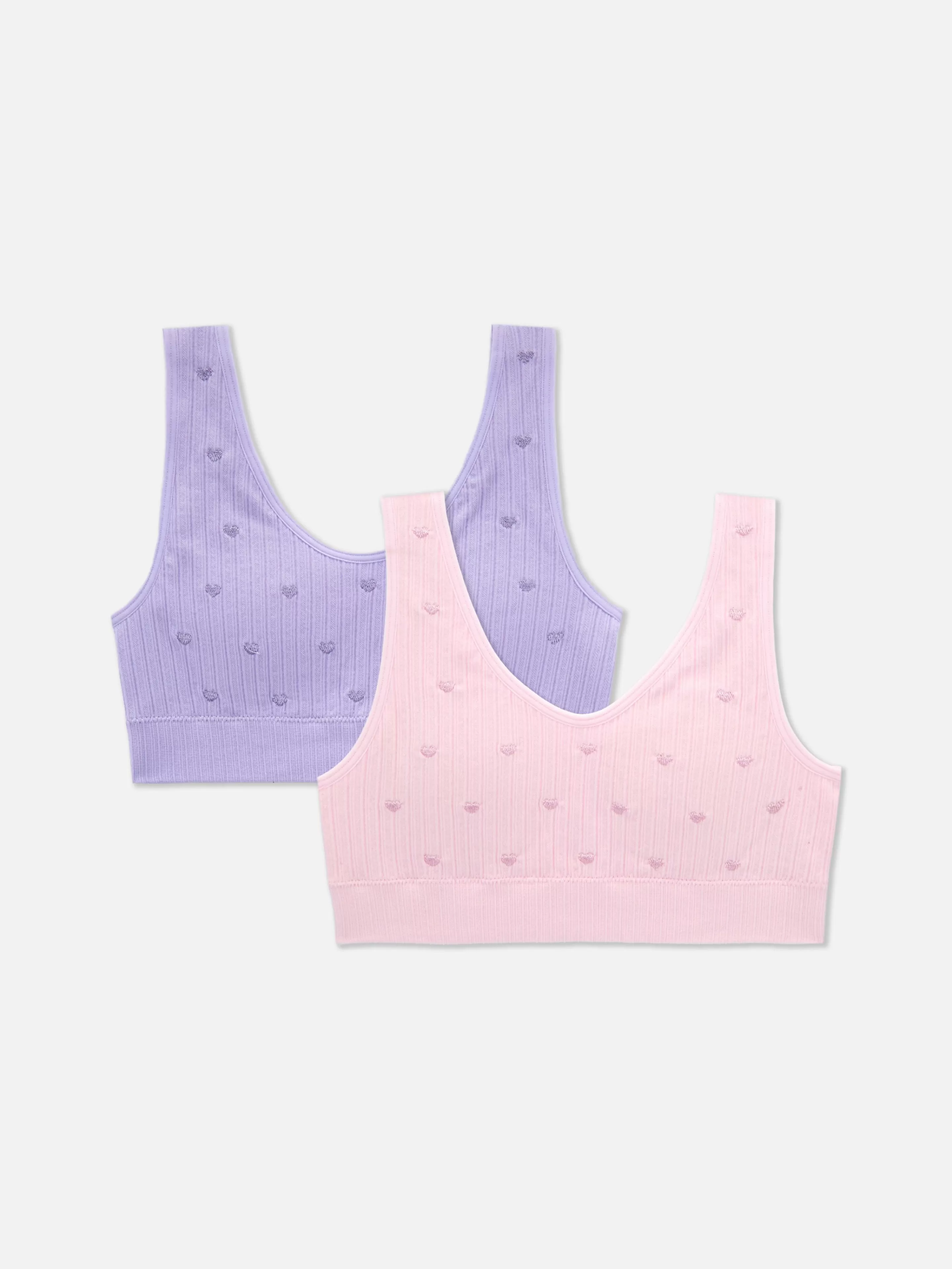 Roupa Interior*Primark Tops S/ Mangas Curtos Bordado Coração Cor-de-rosa