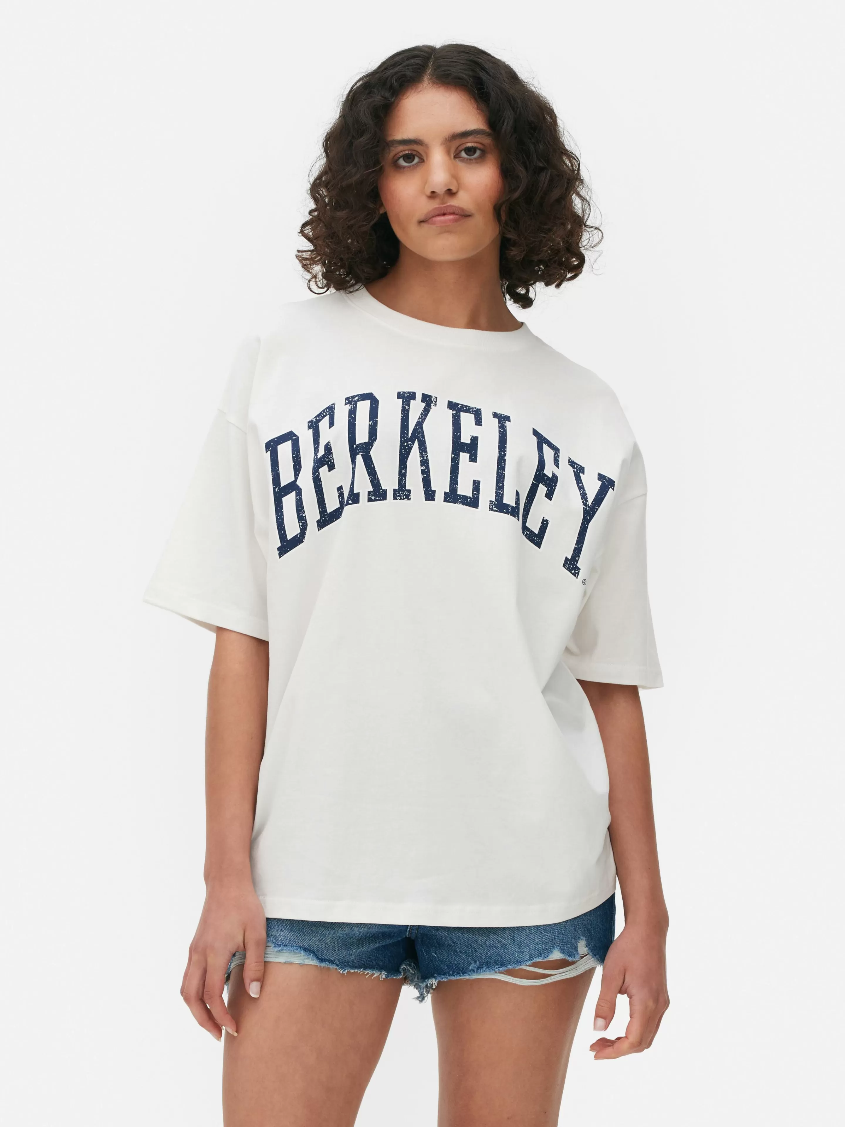 Tops E T-Shirts*Primark T-shirt Corte Grande Conjunto Coordenado Berkeley Marfim