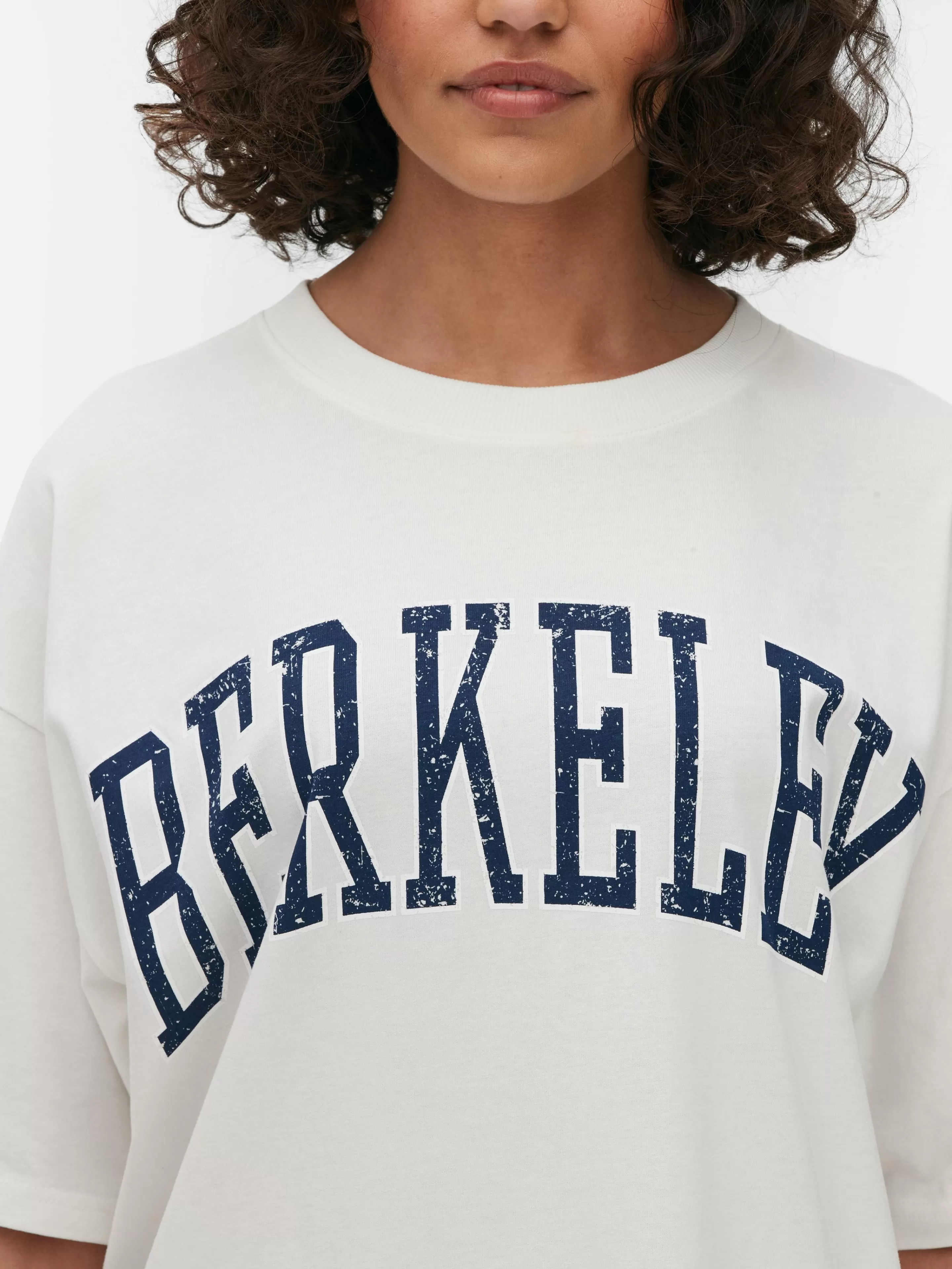 Tops E T-Shirts*Primark T-shirt Corte Grande Conjunto Coordenado Berkeley Marfim