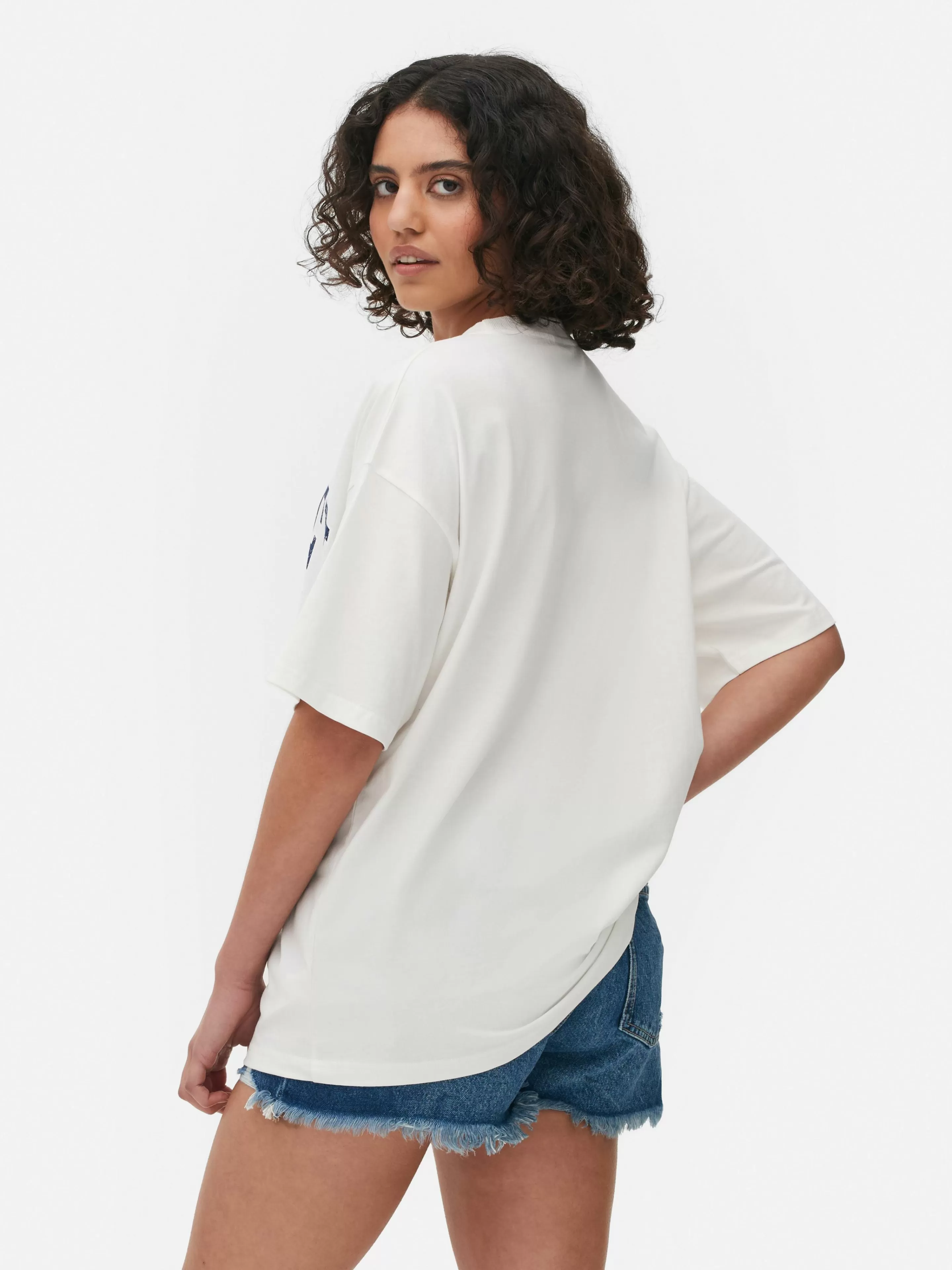 Tops E T-Shirts*Primark T-shirt Corte Grande Conjunto Coordenado Berkeley Marfim