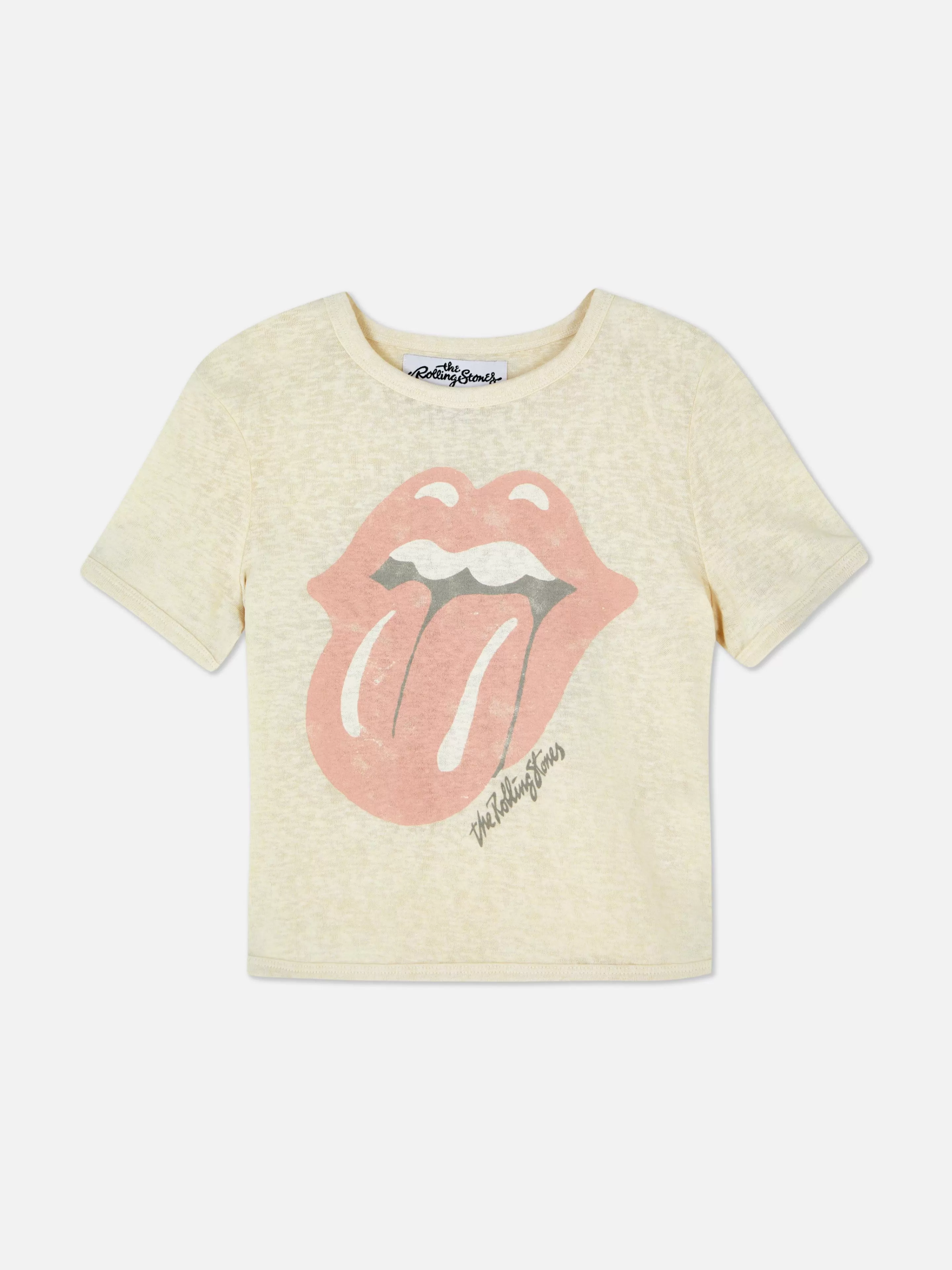 Tops E T-Shirts*Primark T-shirt Curta Logótipo The Rolling Stones Bege