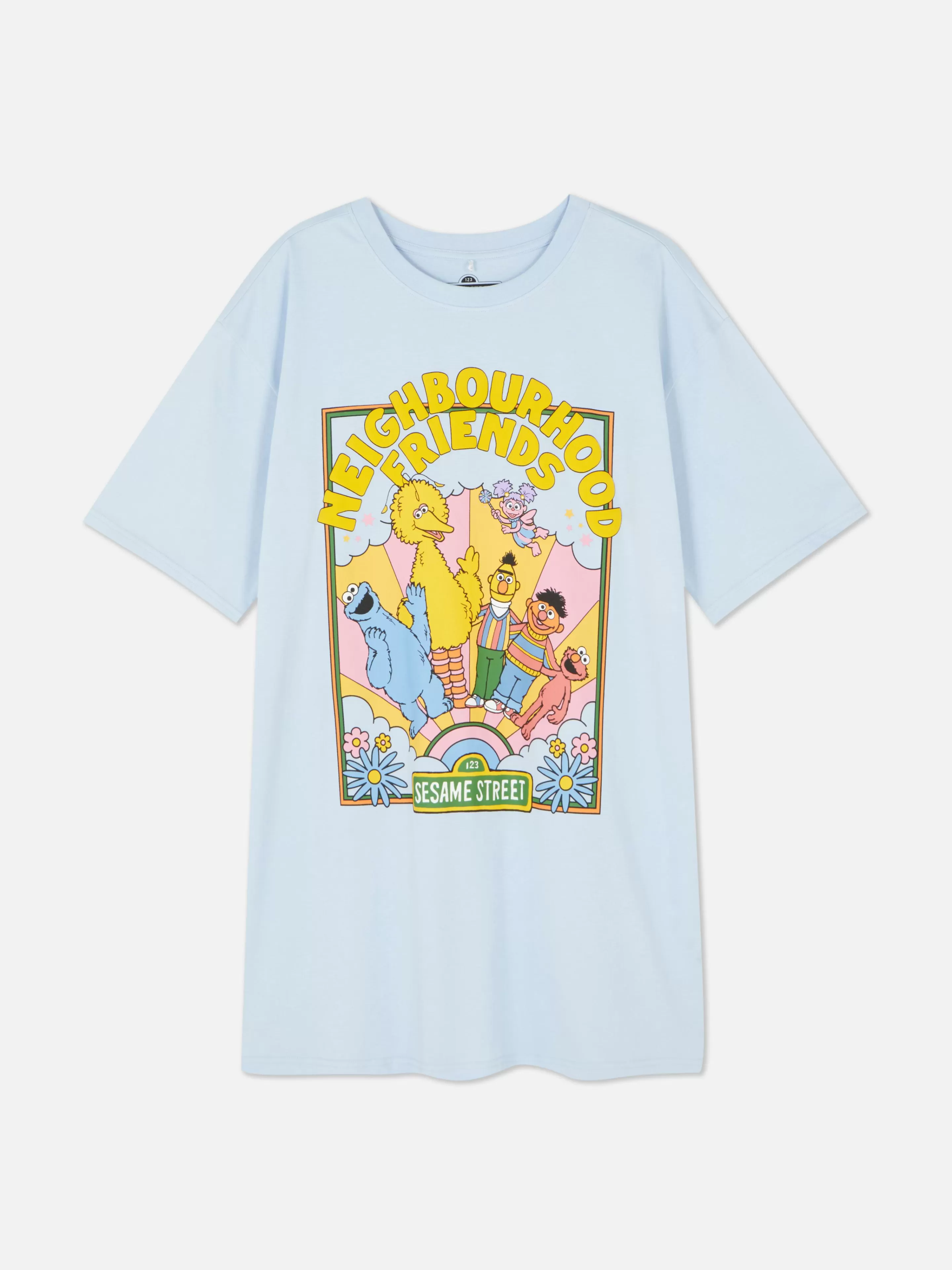 Camisas De Noite E Camisas De Dormir*Primark T-shirt Dormir Comprida Corte Grande Rua Sésamo Azul