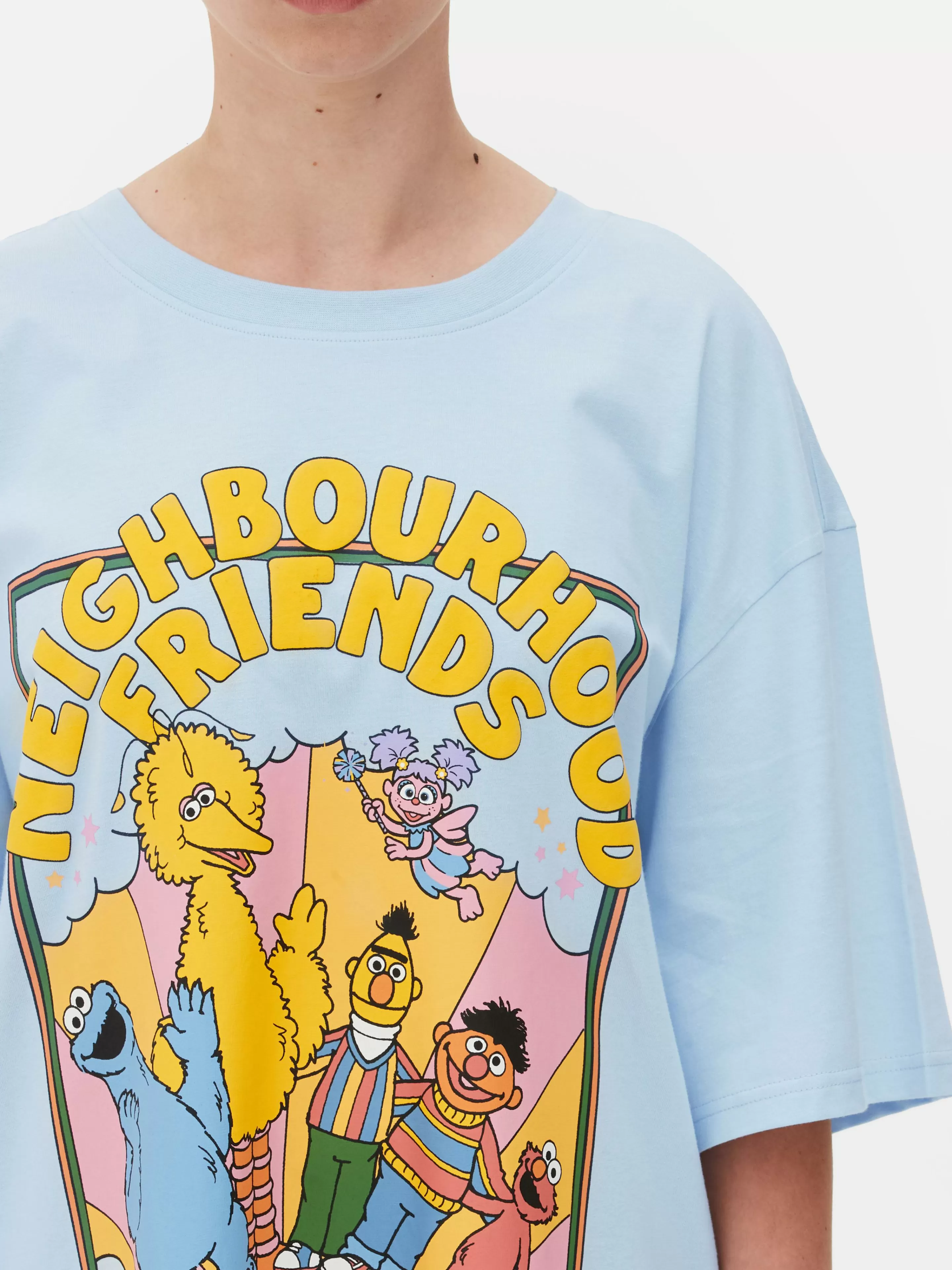 Camisas De Noite E Camisas De Dormir*Primark T-shirt Dormir Comprida Corte Grande Rua Sésamo Azul