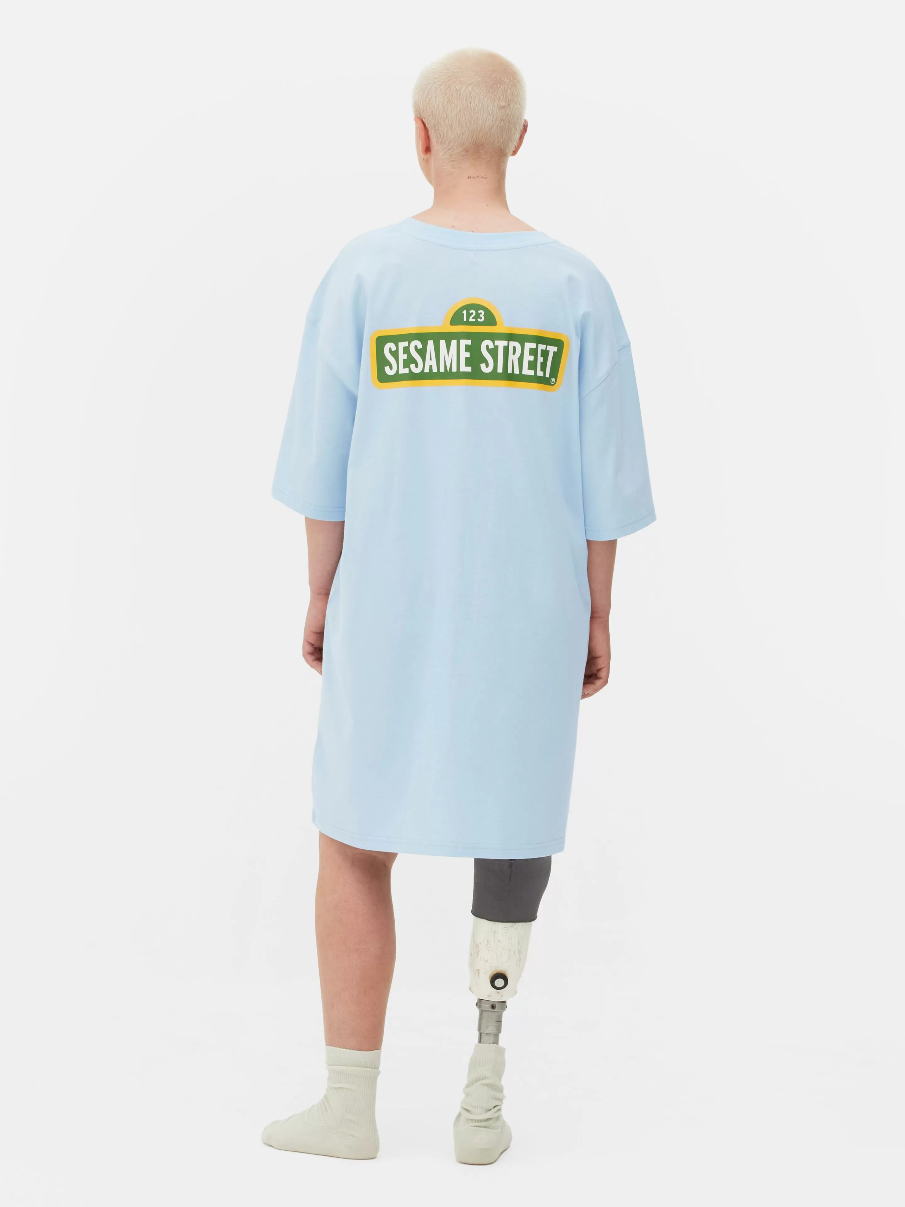 Camisas De Noite E Camisas De Dormir*Primark T-shirt Dormir Comprida Corte Grande Rua Sésamo Azul