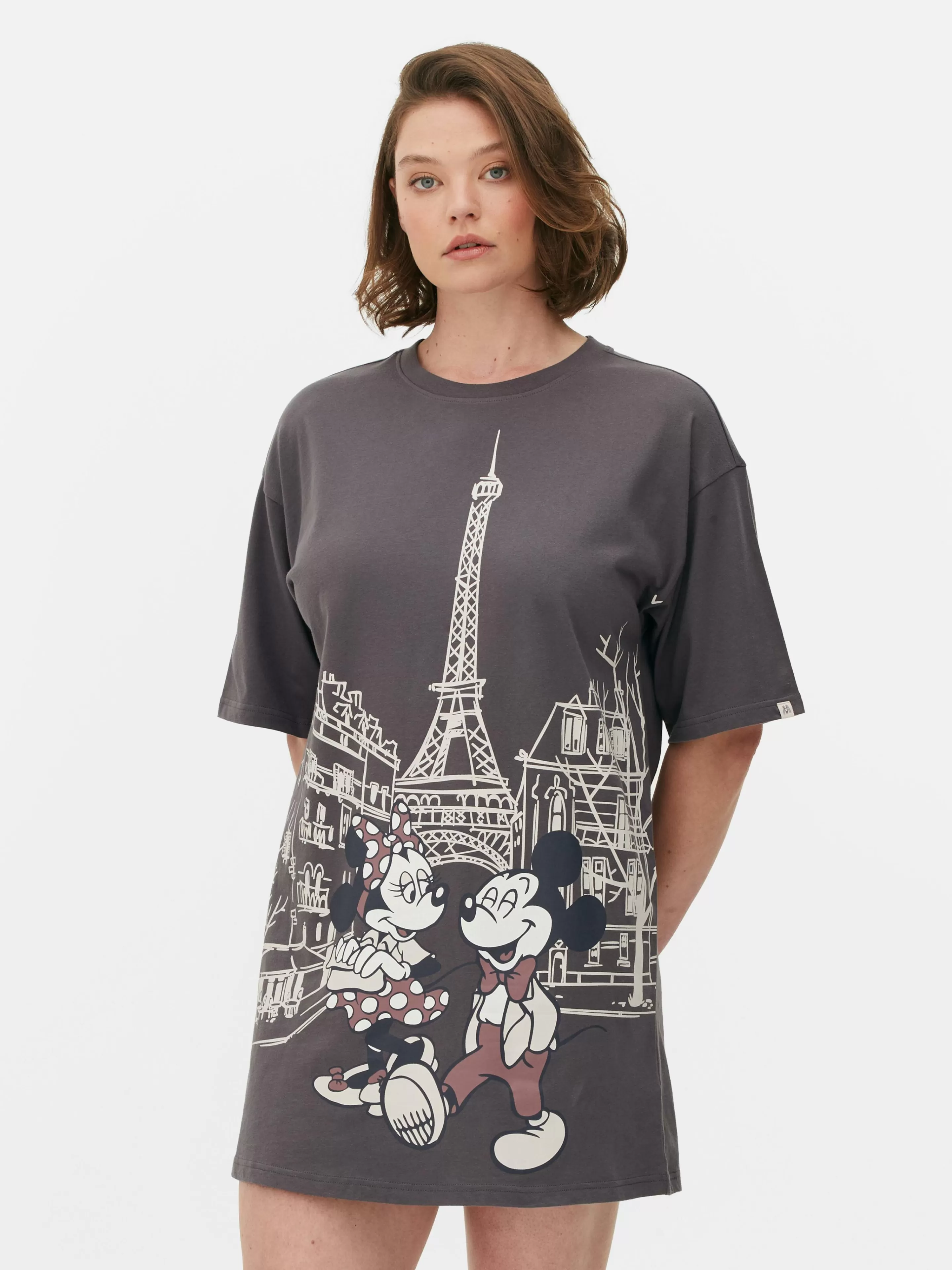 Camisas De Noite E Camisas De Dormir*Primark T-shirt Dormir Disney Mickey Mouse E Minnie Mouse Paris Carvão