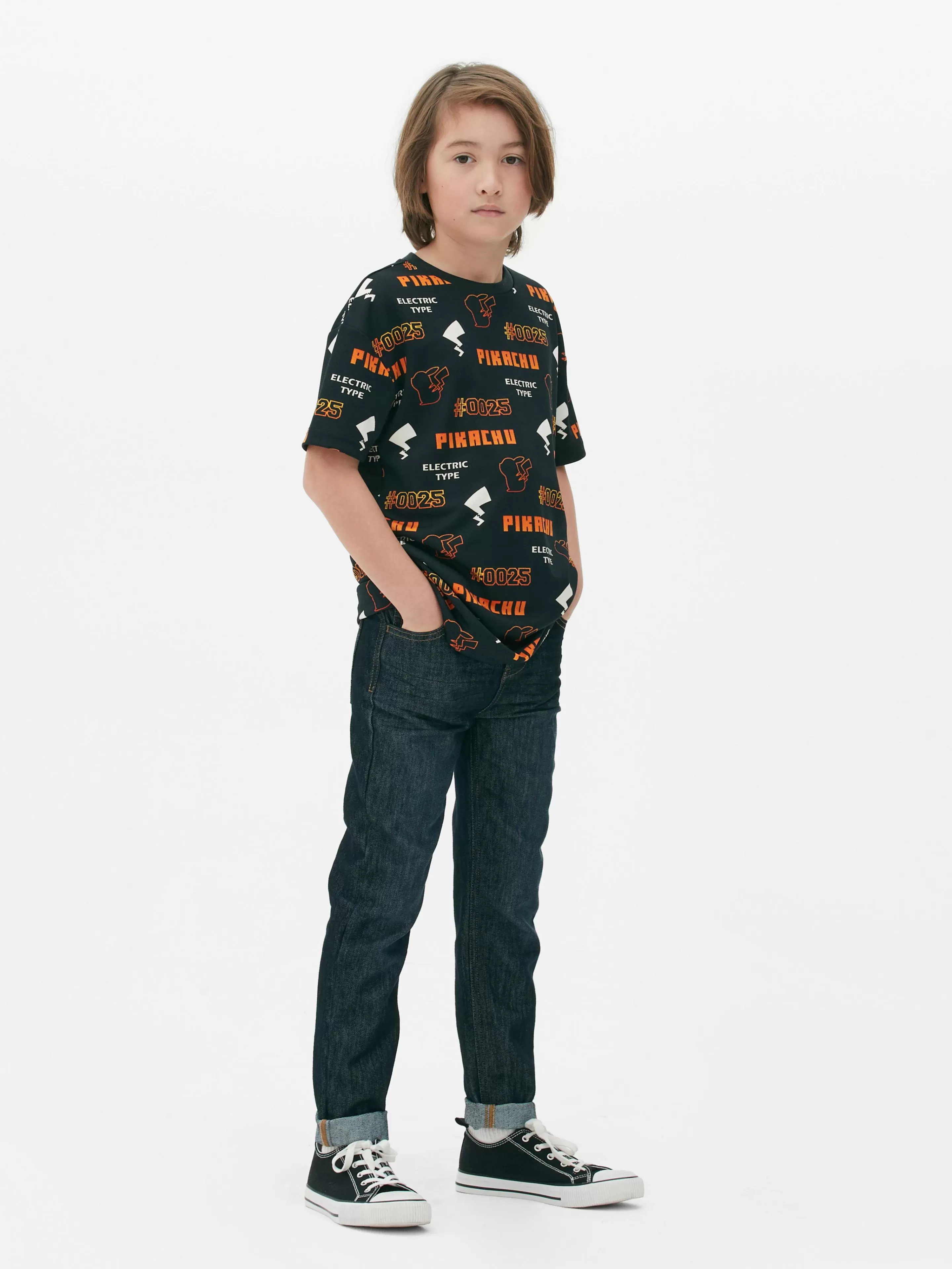 Tops E T-Shirts*Primark T-shirt Pokémon Pikachu Electric Type Preto
